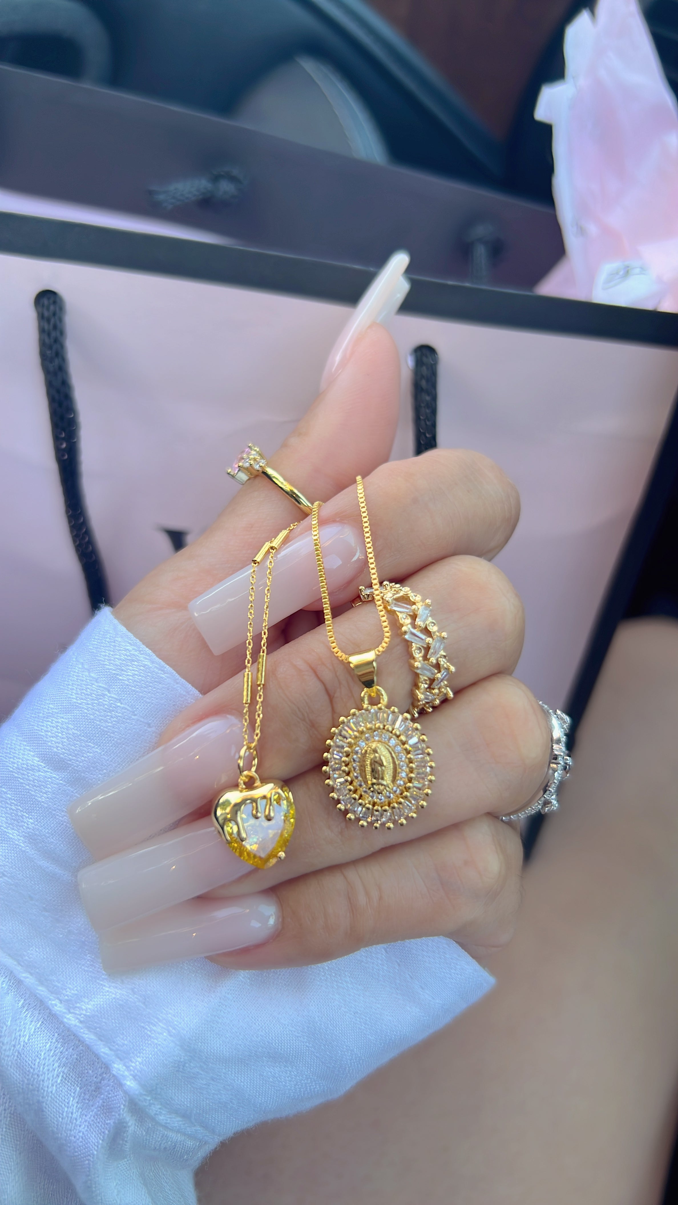 Sweet Honey Virgin Mary Necklace Set