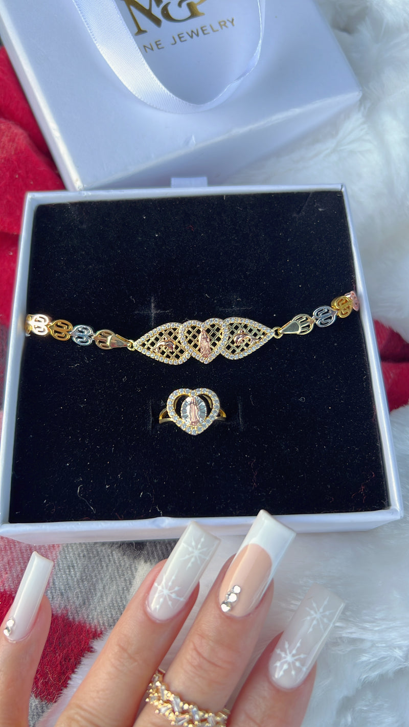 La Rosse Virgin Mary Heart Gift Set (Bracelet, Ring)