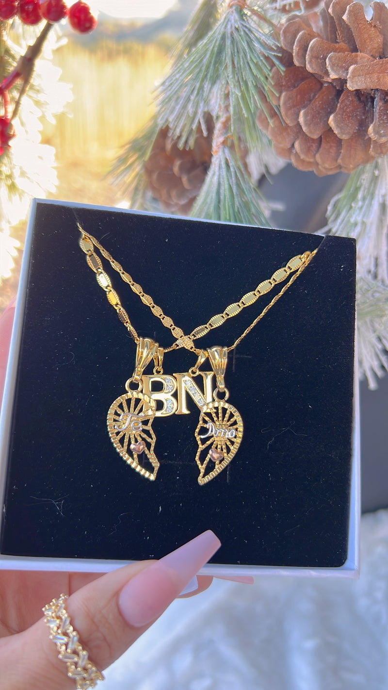 Te Amo Initial Heart Necklaces