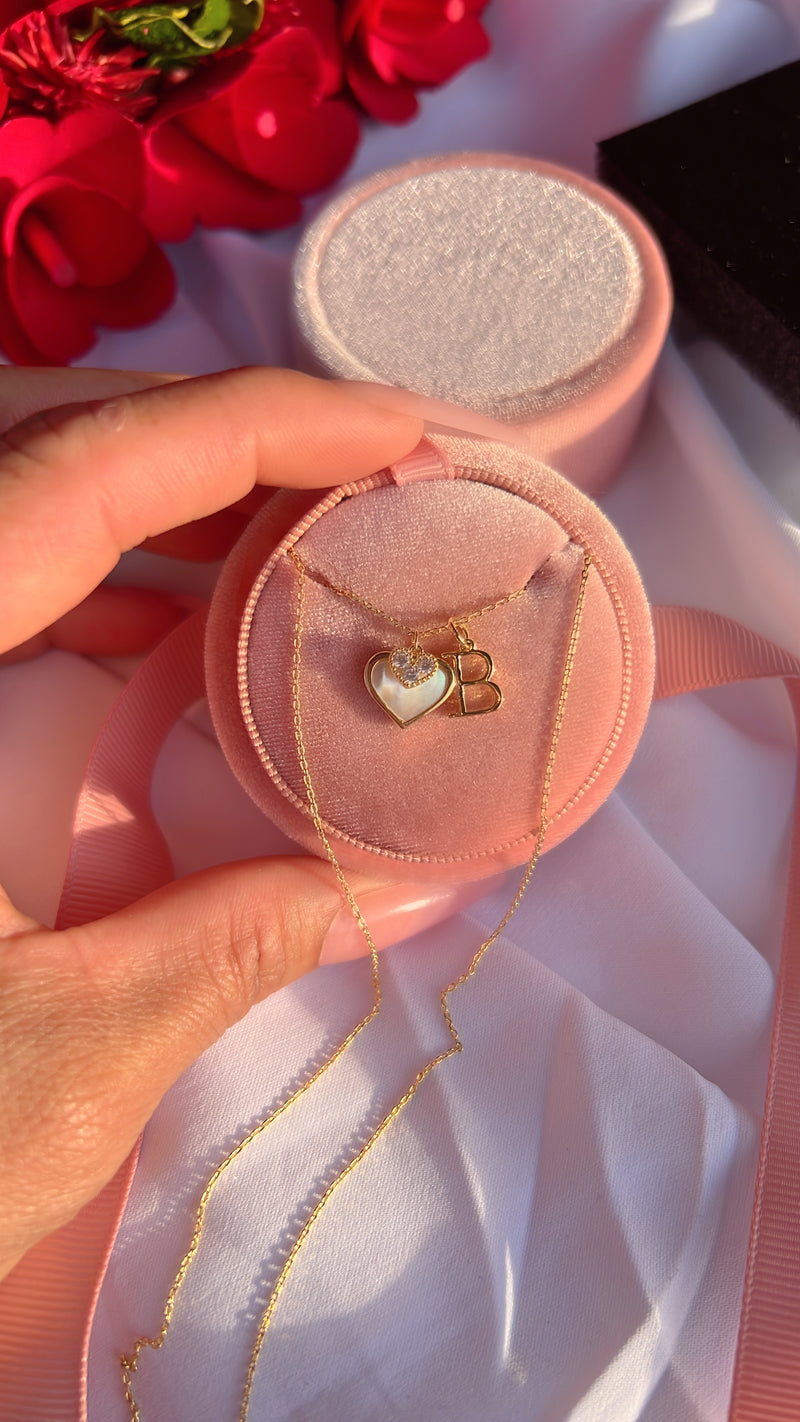 Initial White Heart Necklace