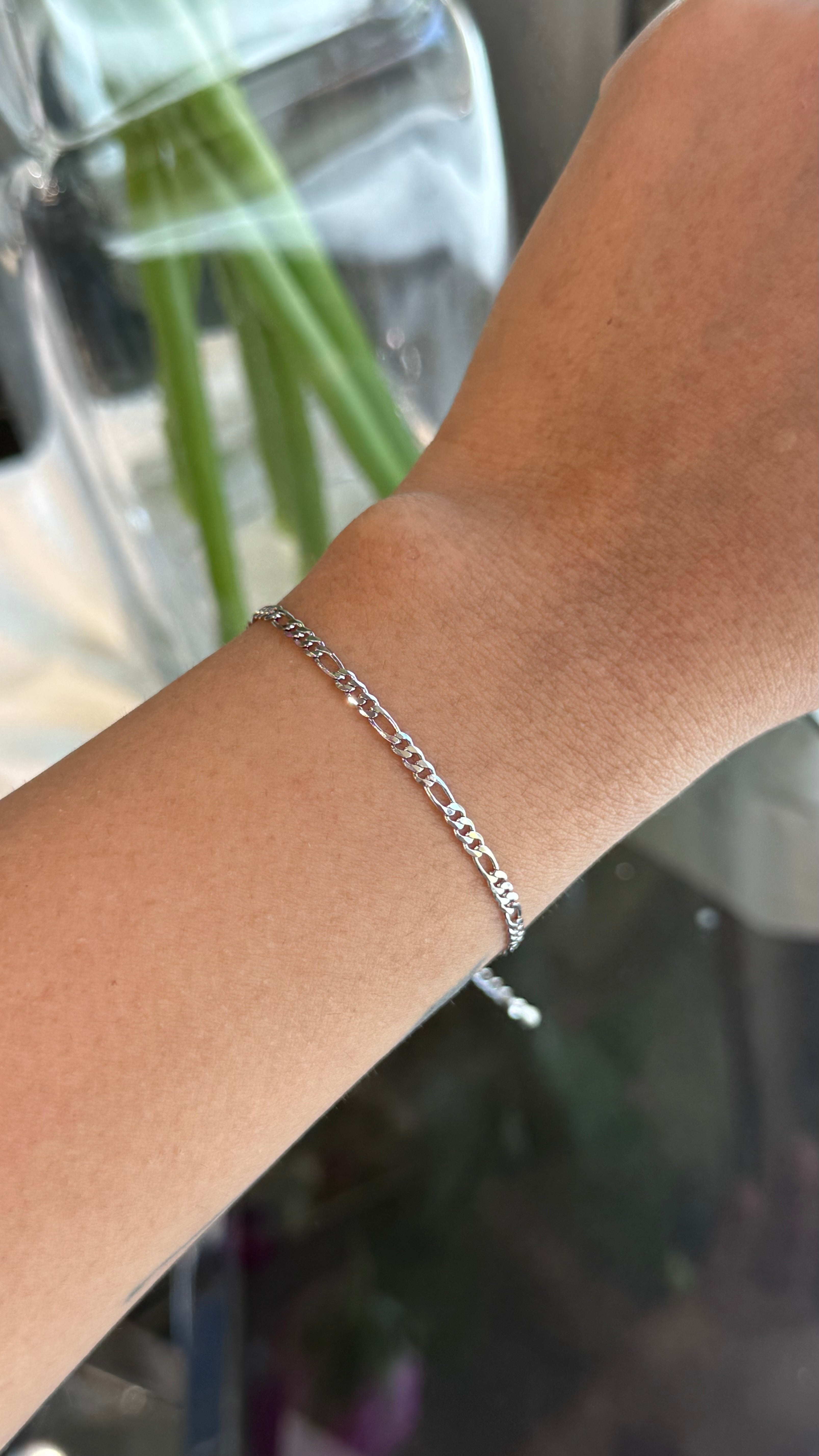 Silver Figaro Bracelet