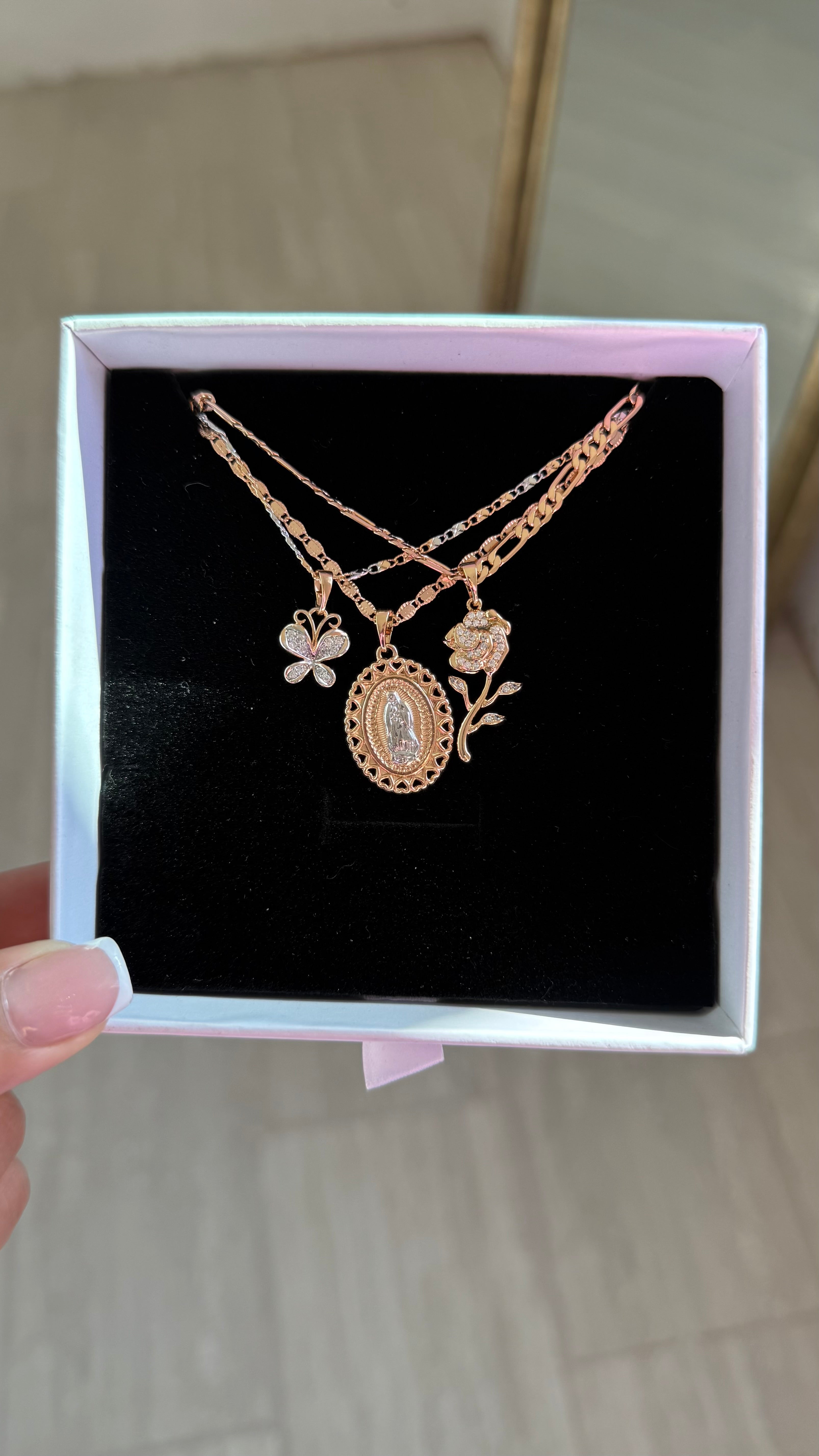 Rose Gold Enchanted VM Necklace Set
