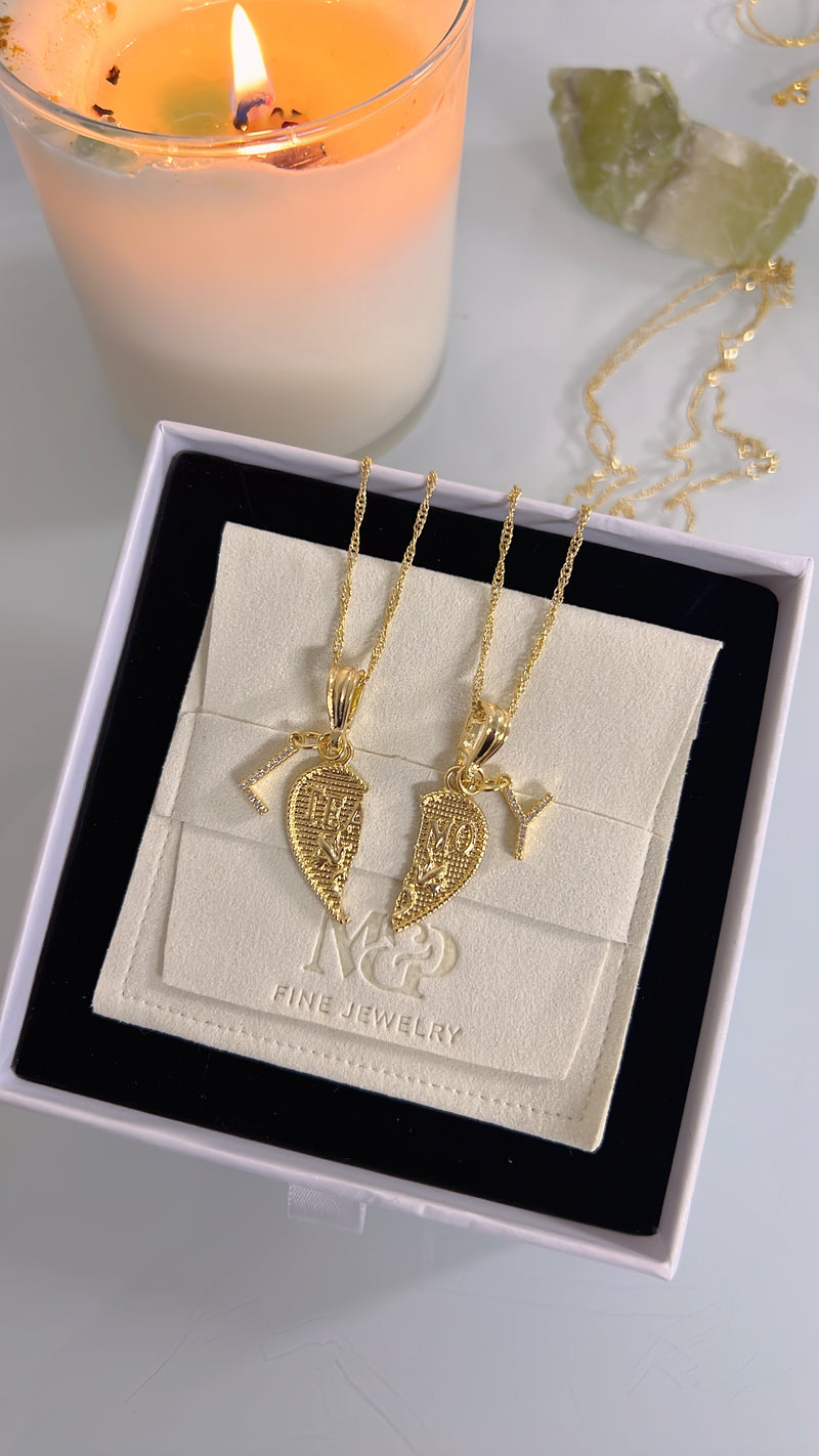 Couple Initial Heart Necklaces