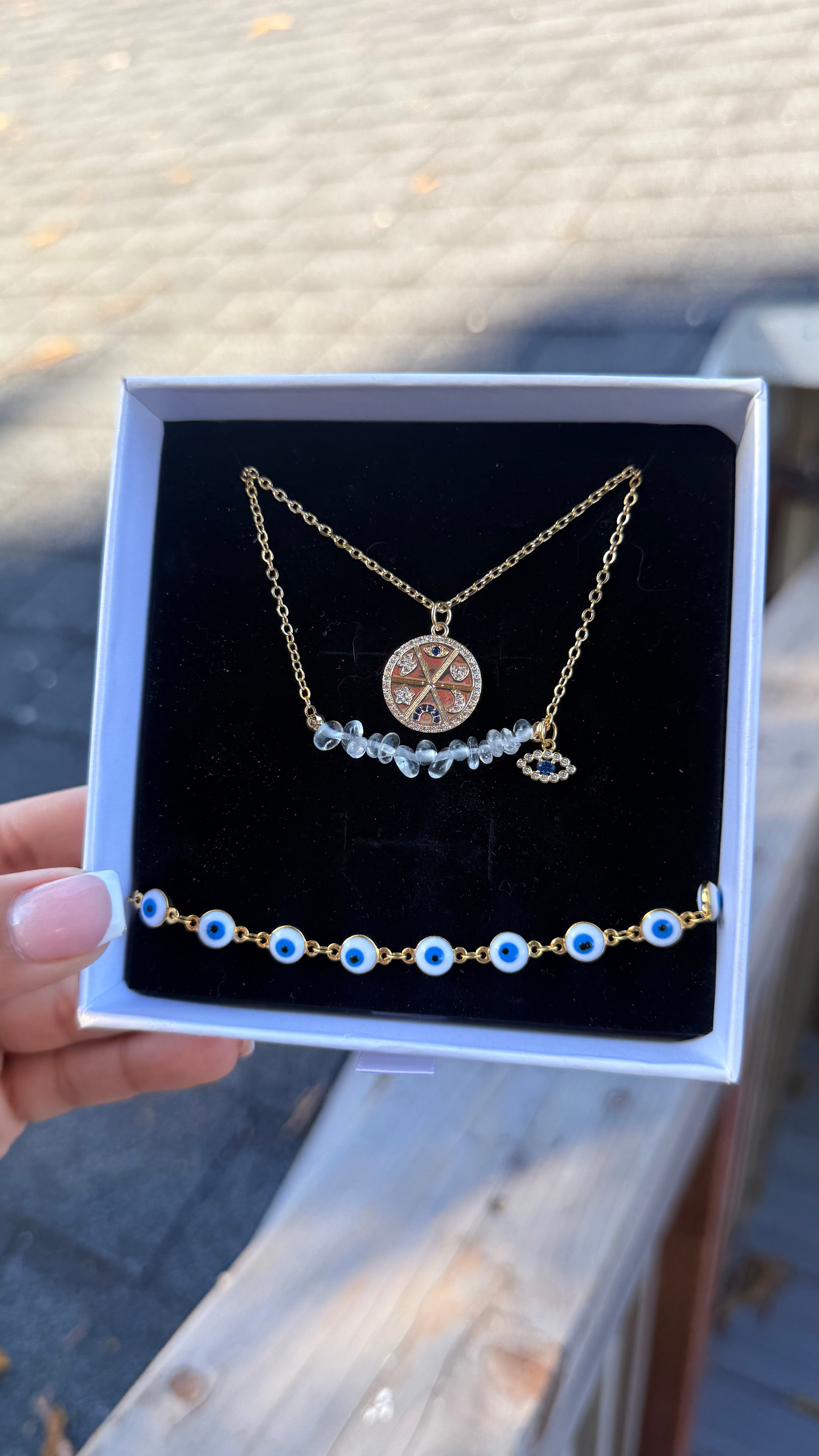 White Protection Quartz Necklace Set