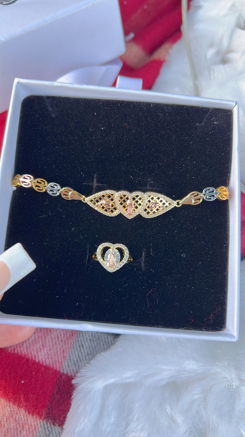 La Rosse Virgin Mary Heart Gift Set (Bracelet, Ring)