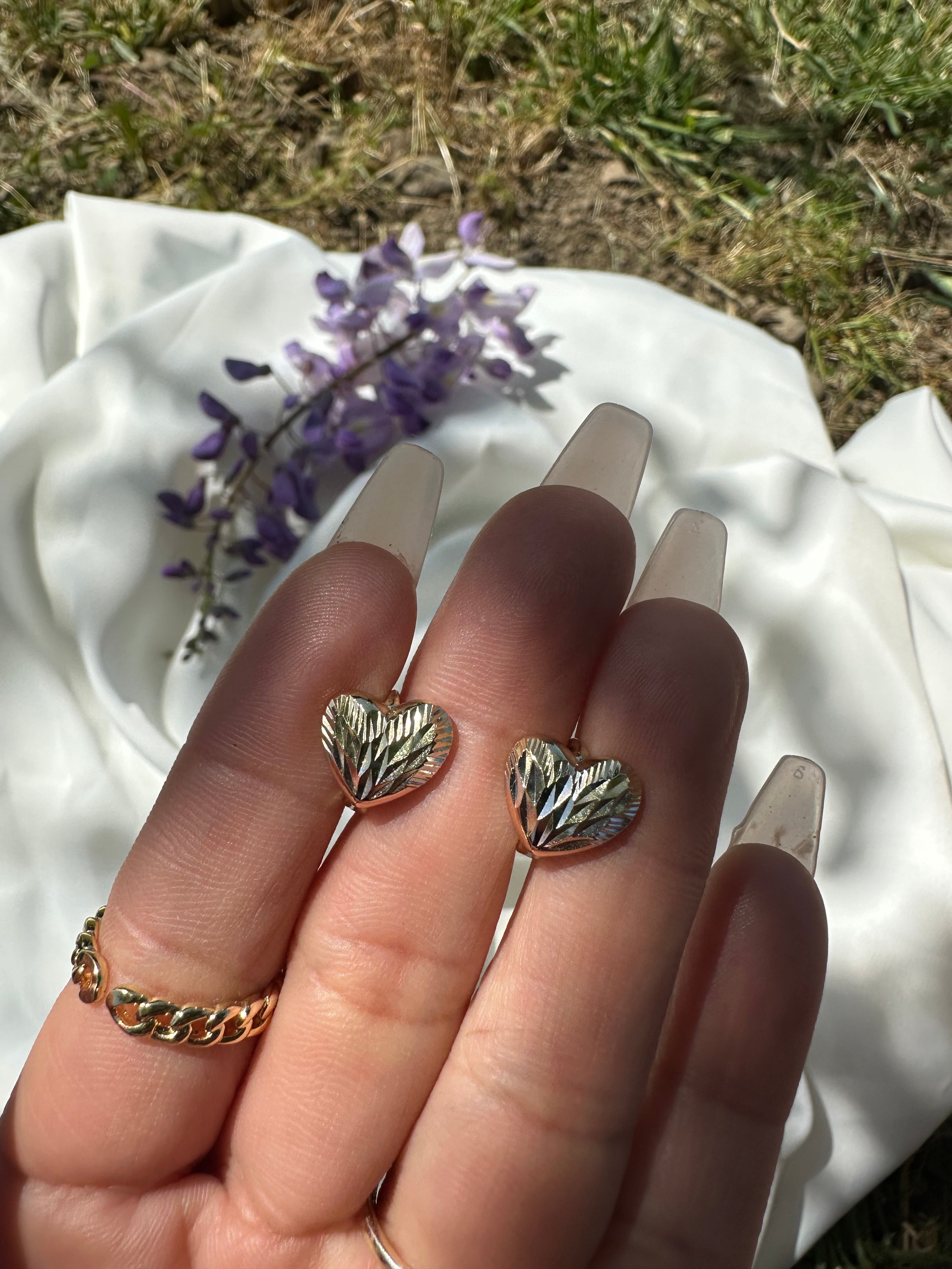 Tri Gold Heart Earrings