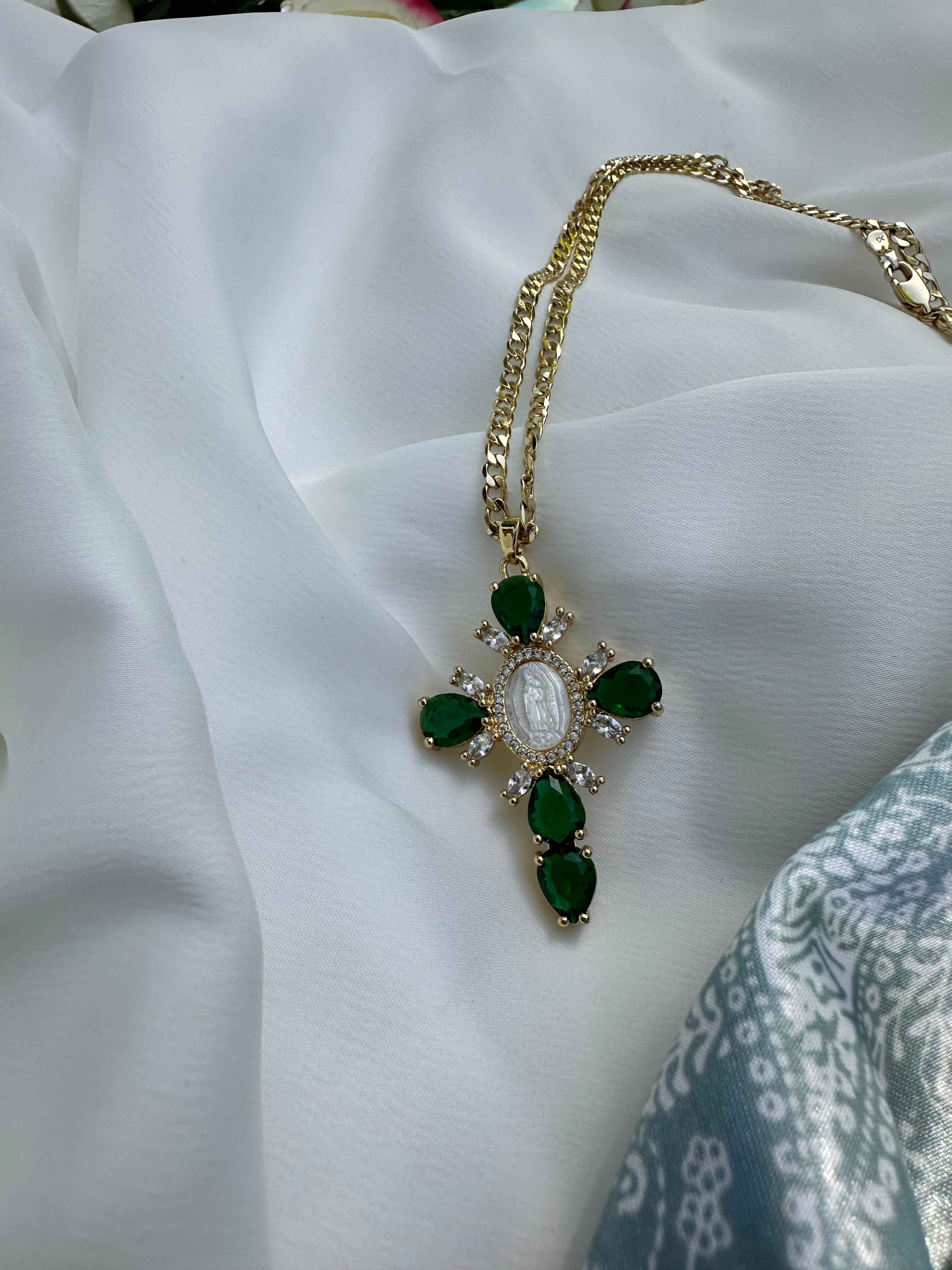 Emerald Cross Necklace