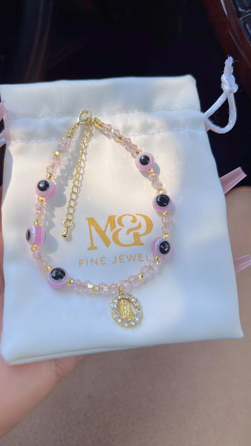 Dainty Pink VM Evil Eye Bracelet