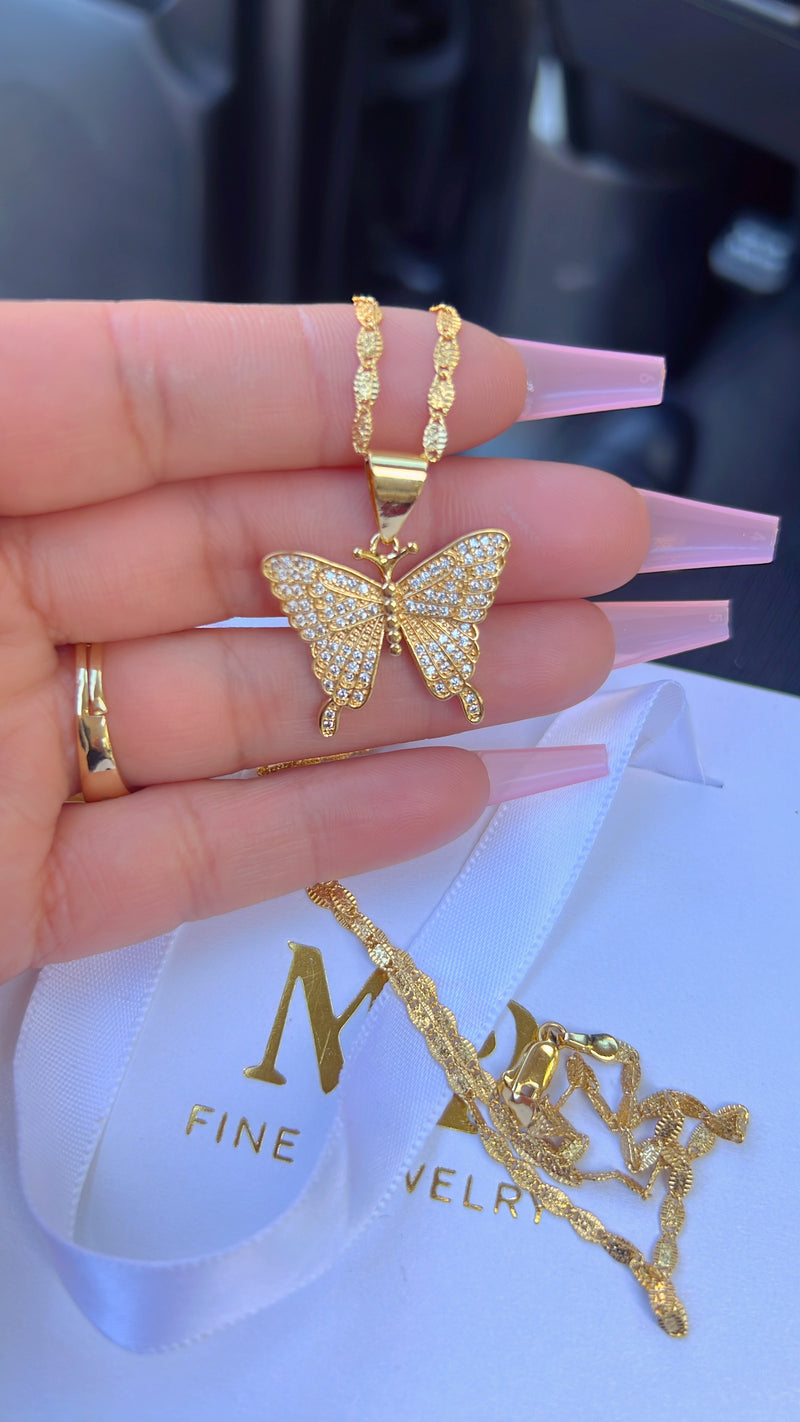 24K Butterfly Necklace