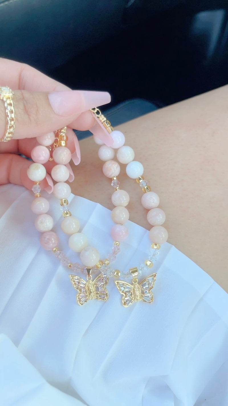 Virgencita Swirl Bracelets (Pink + White version)
