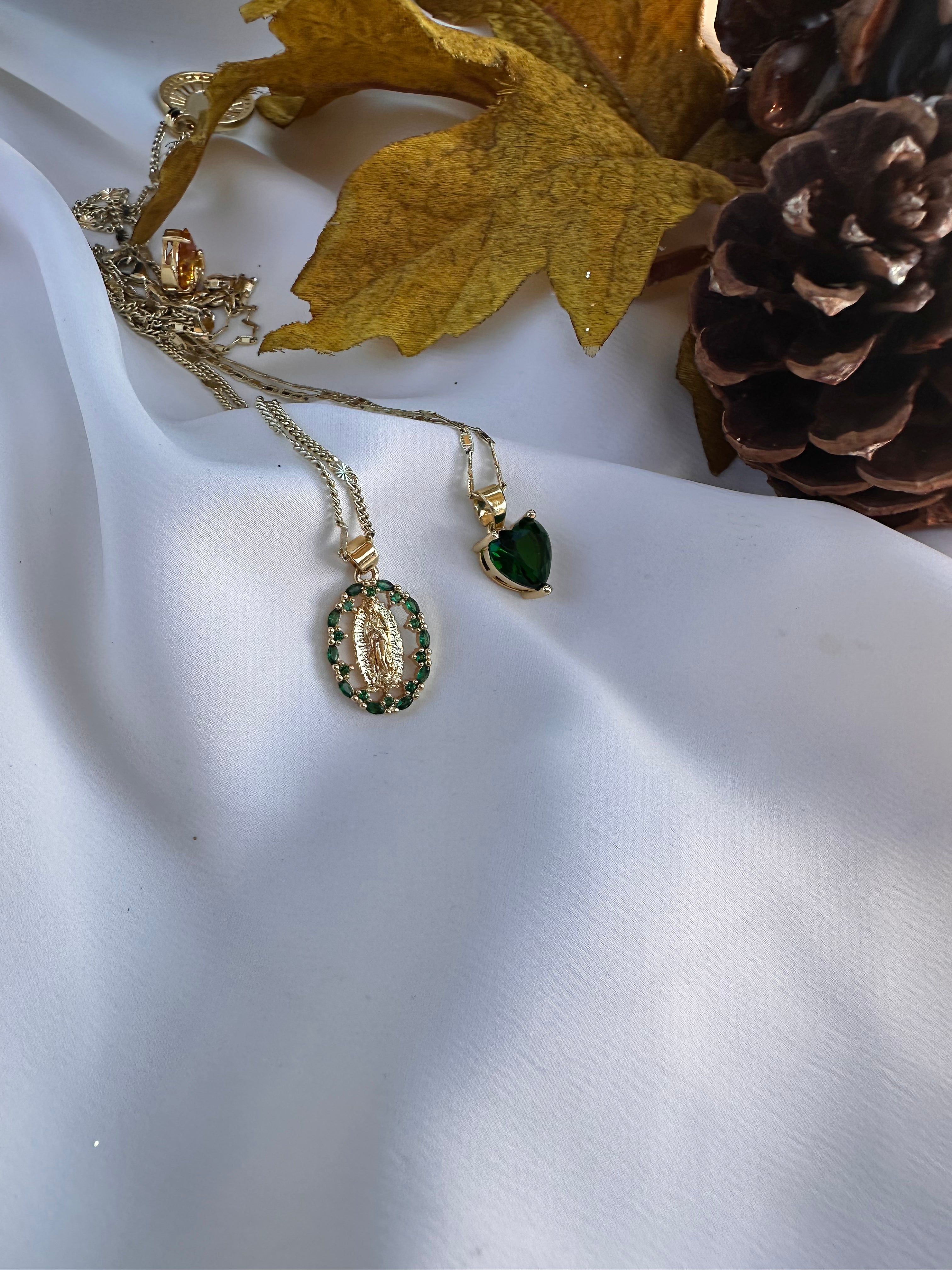 Lady of Guadalupe Emerald Necklace Set
