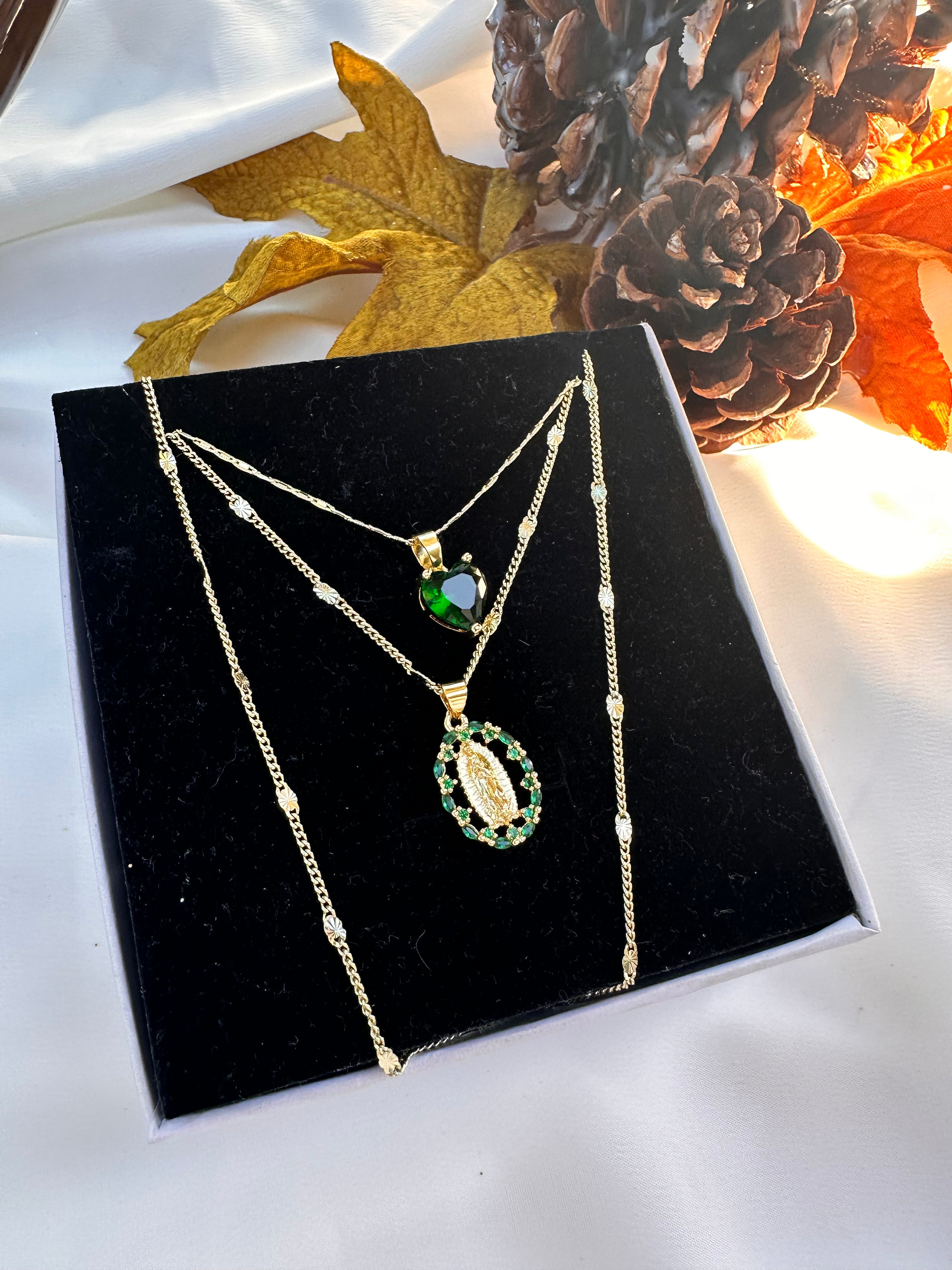 Lady of Guadalupe Emerald Necklace Set