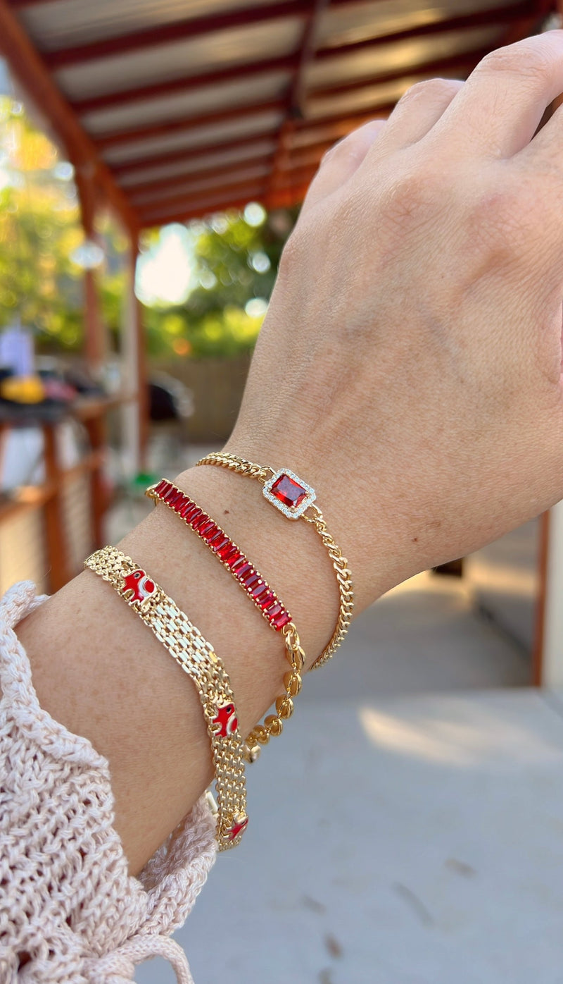 Gold Filled: Lucky Red Elephant Bracelet