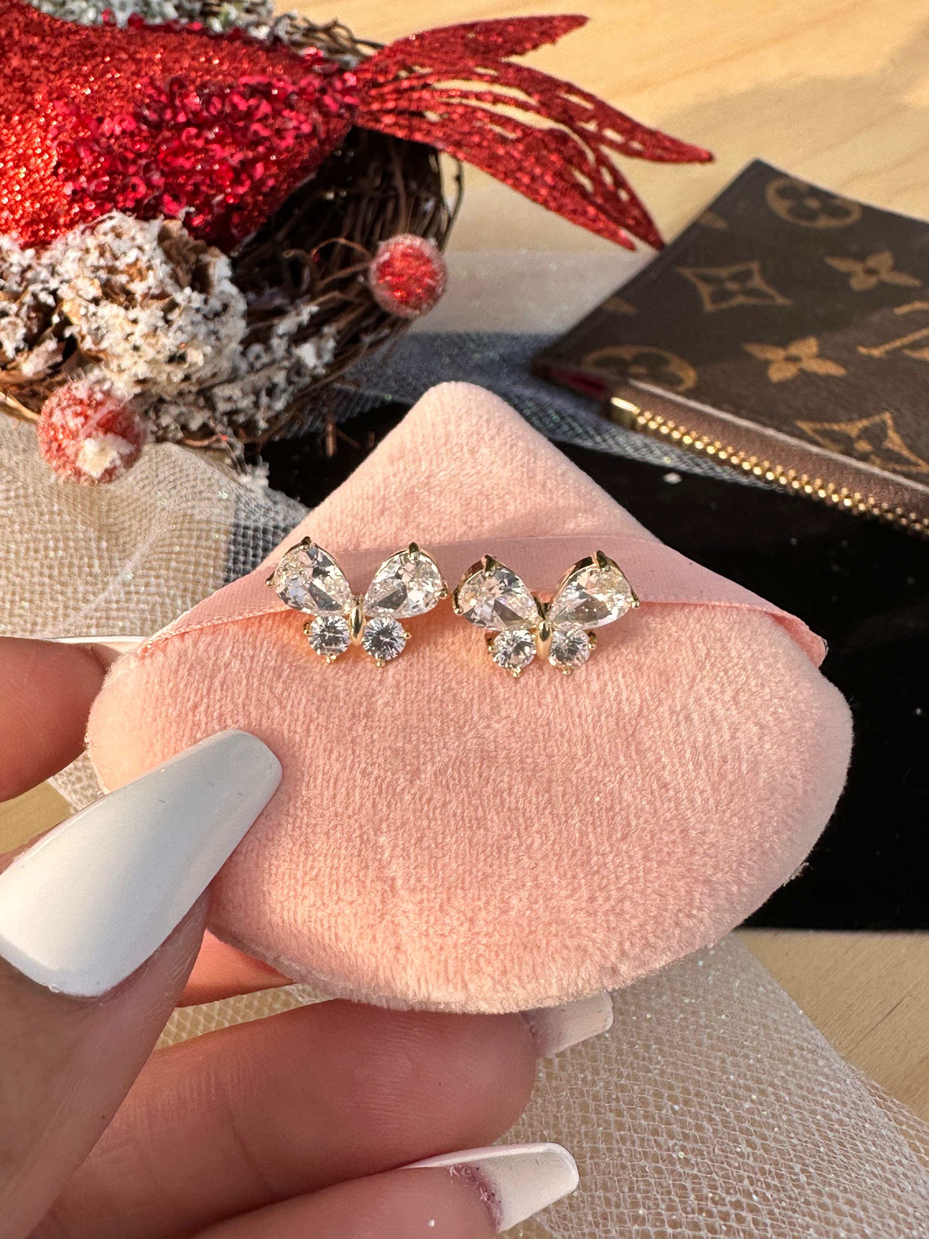 Crystal Flutter CZ Butterfly Earrings
