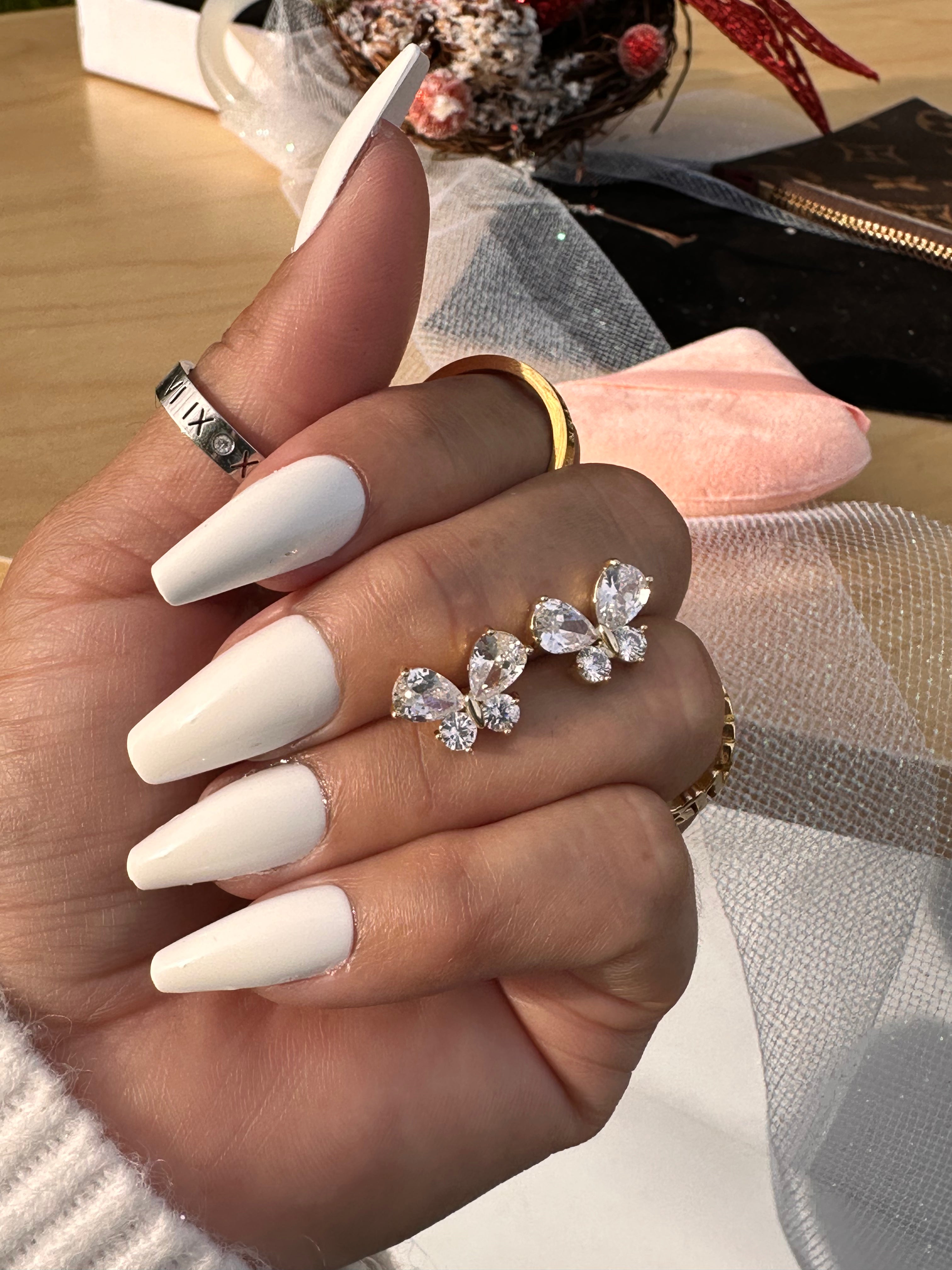 Crystal Flutter CZ Butterfly Earrings