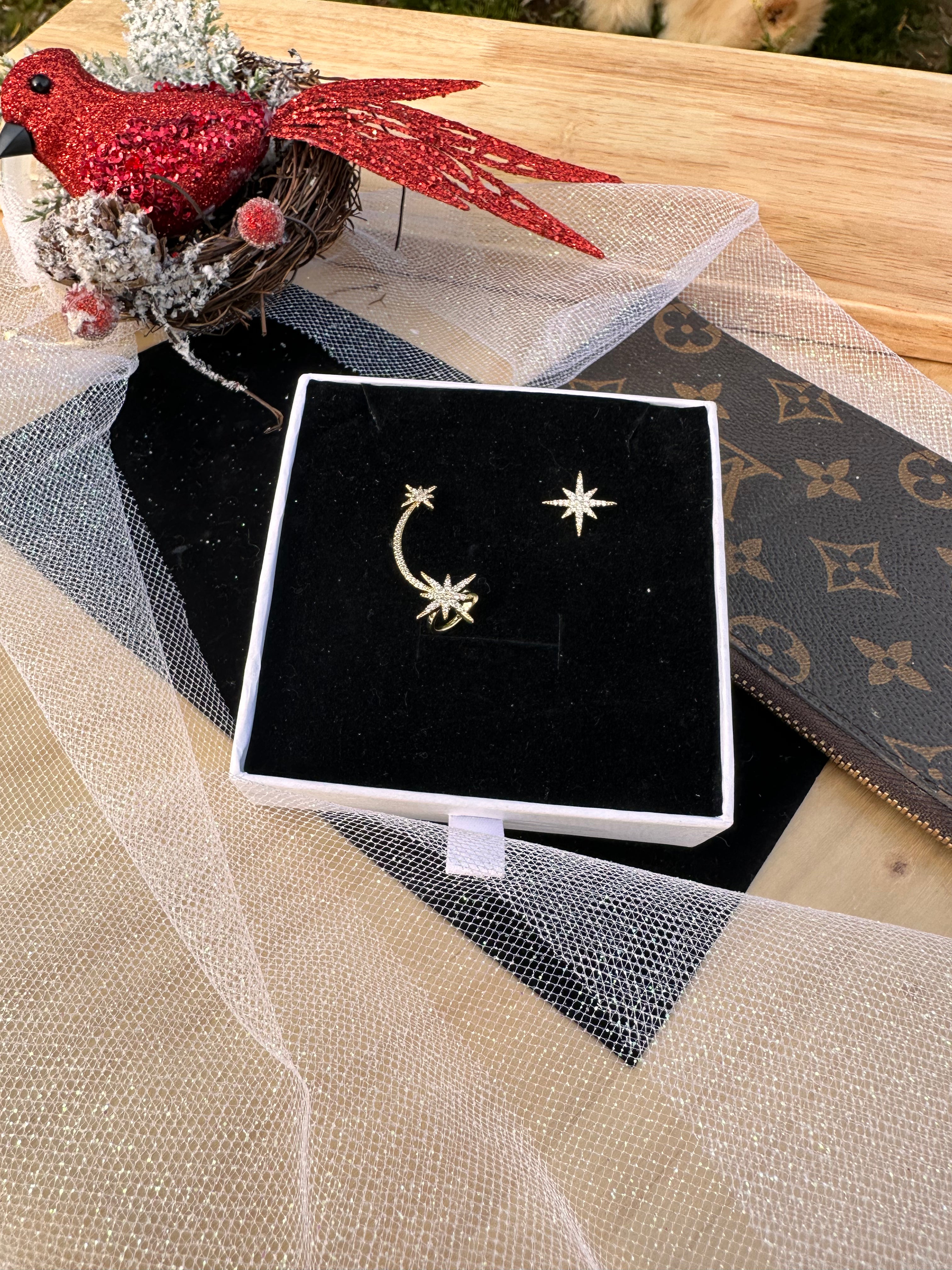 Starlit Duo Shooting Star Earring Set