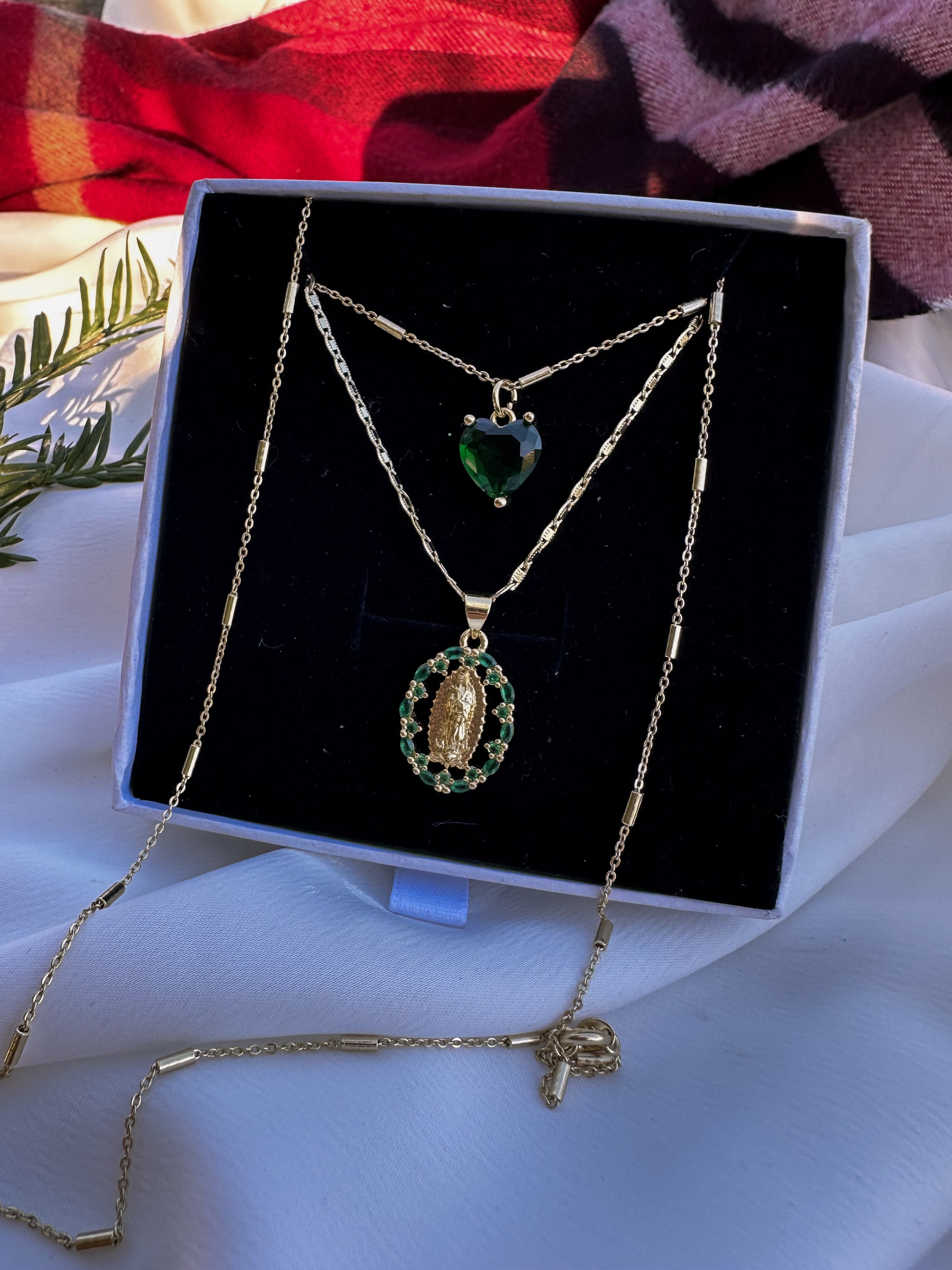 Lady of Guadalupe Emerald Necklace Set