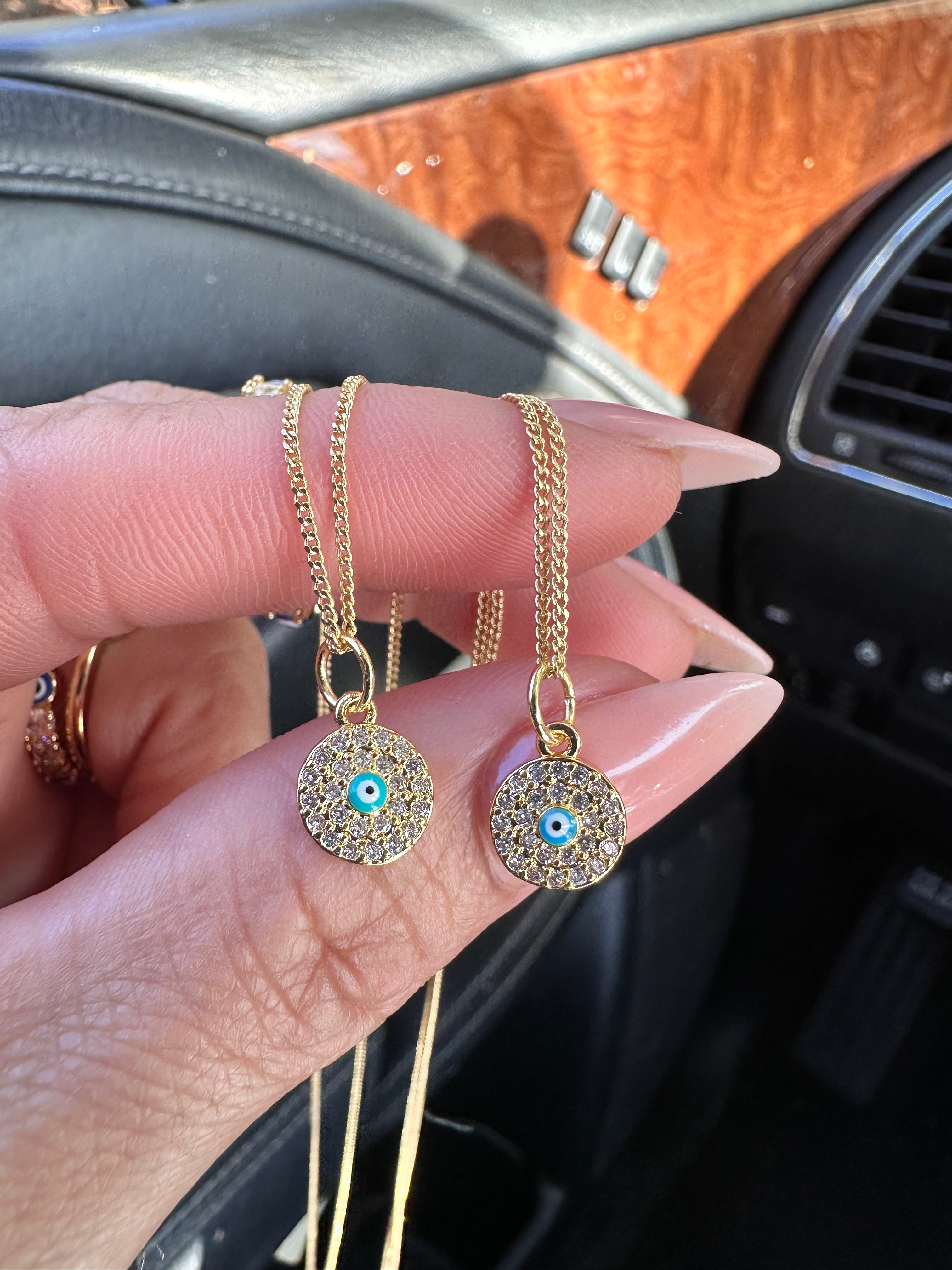 Paved Evil Eye Necklace