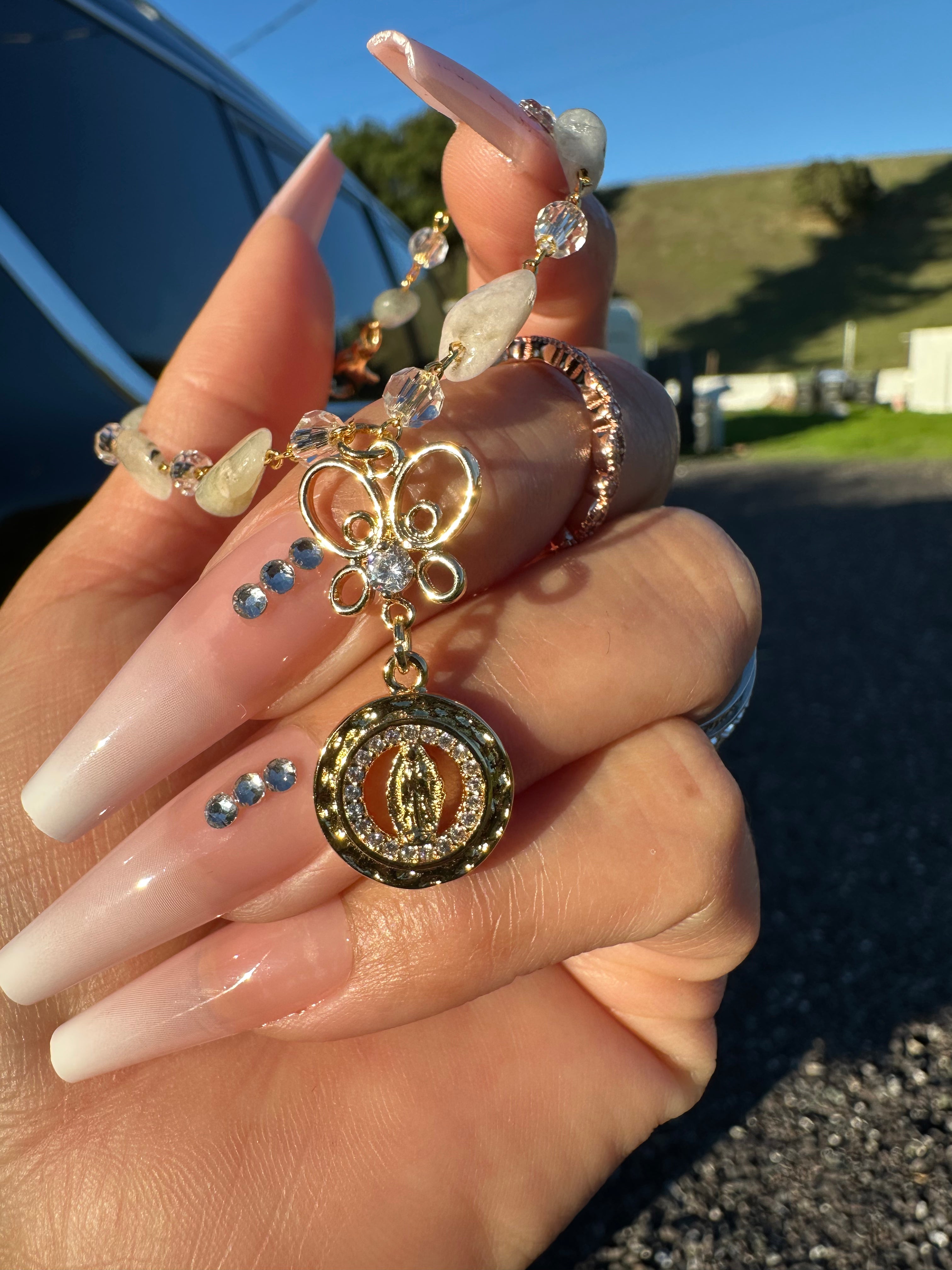 Mini Virgin Mary Car Rosario