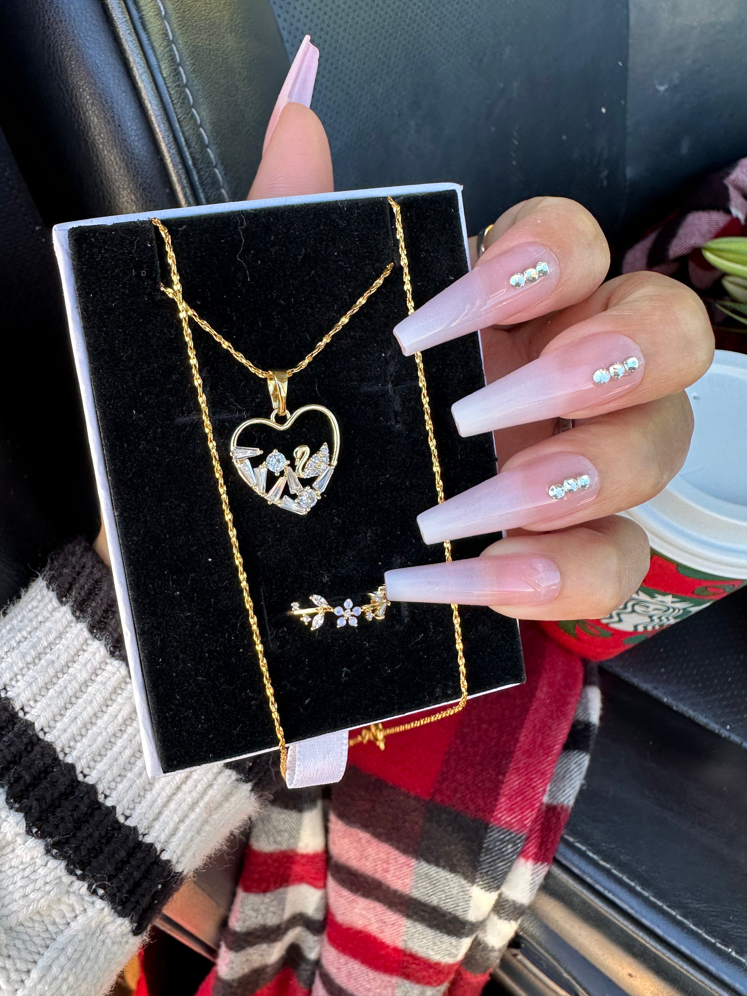 Zirconia Swan Necklace + Ring