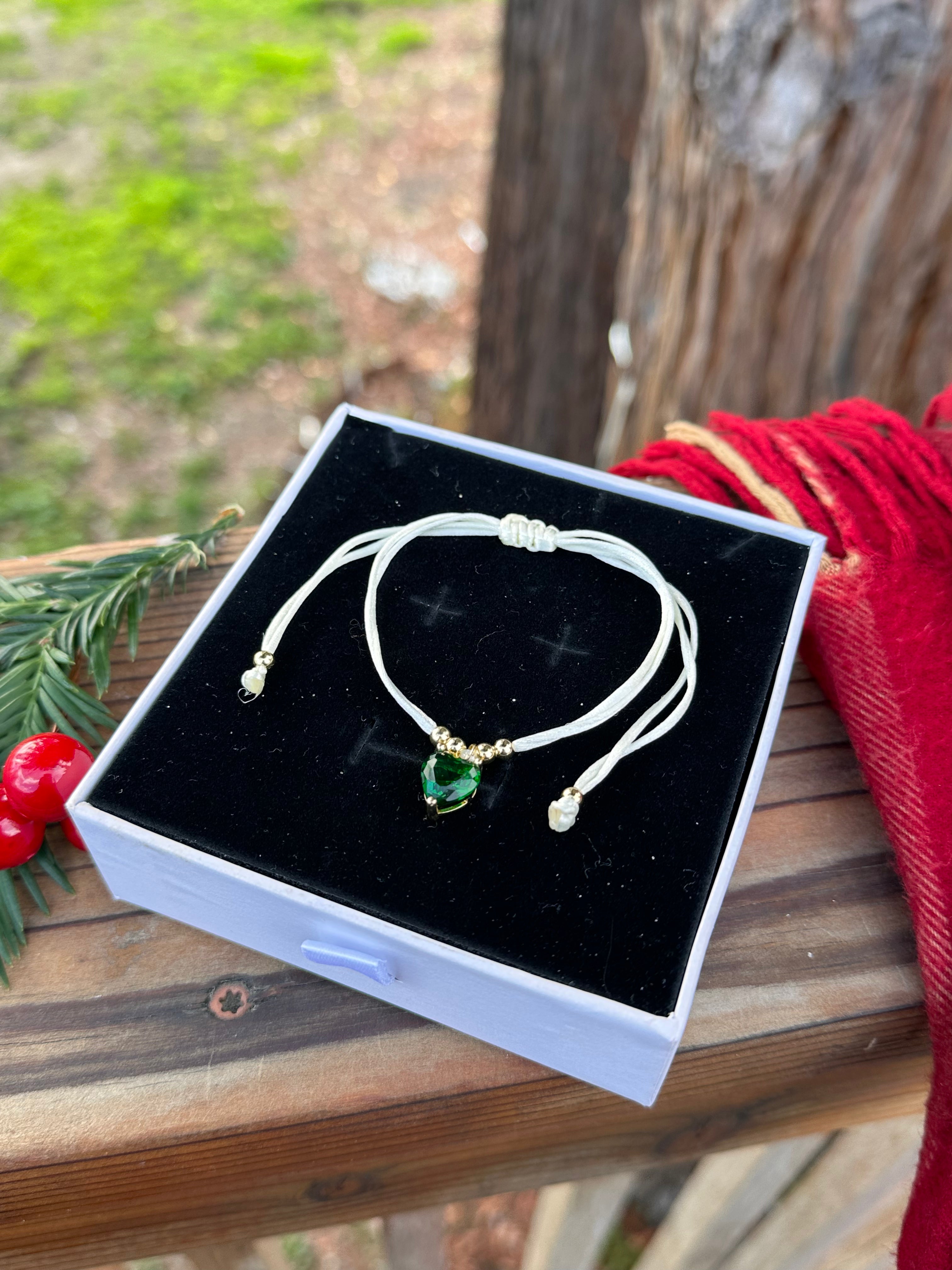 Enchanted Emerald Heart Bracelet