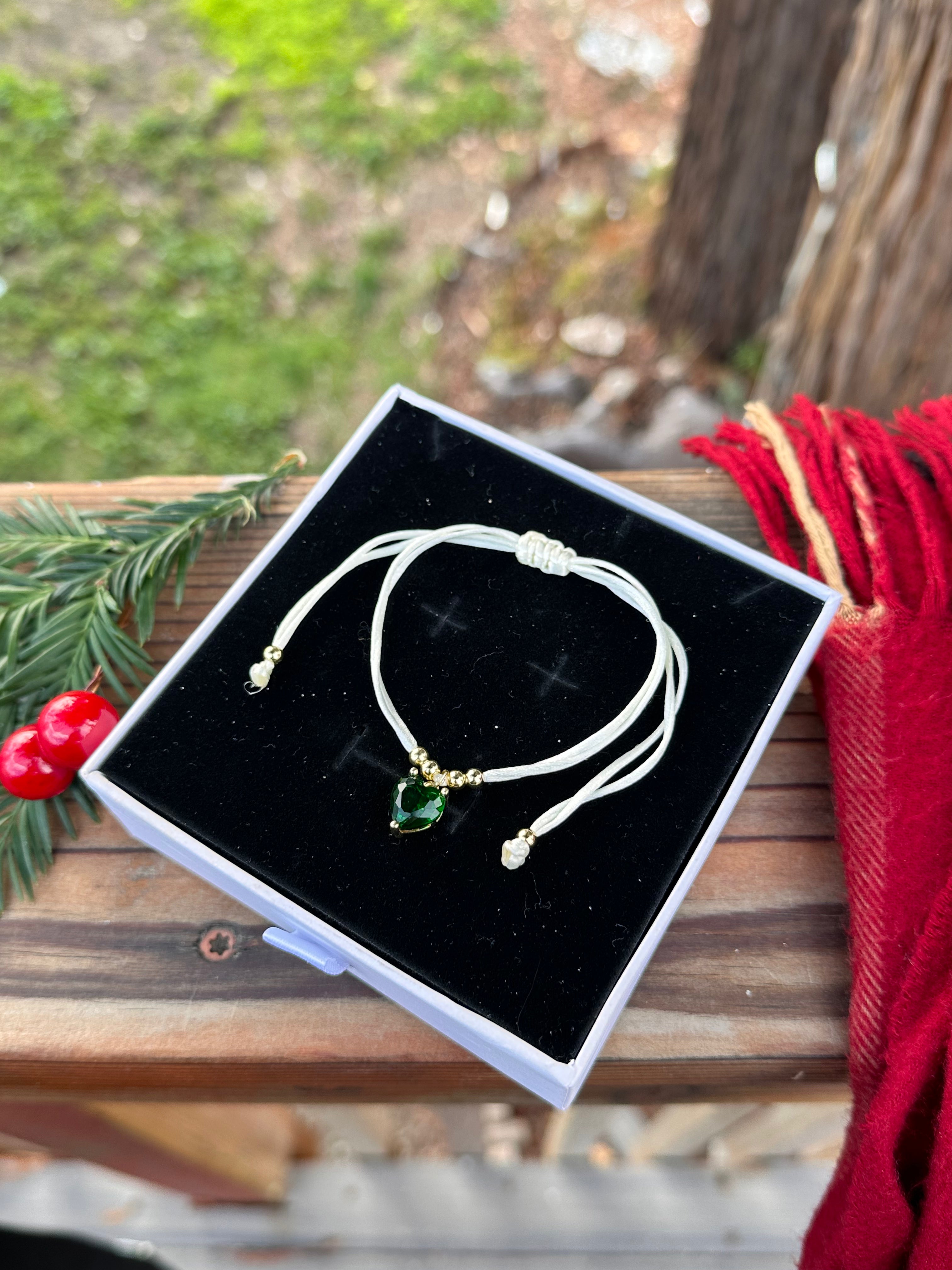 Enchanted Emerald Heart Bracelet