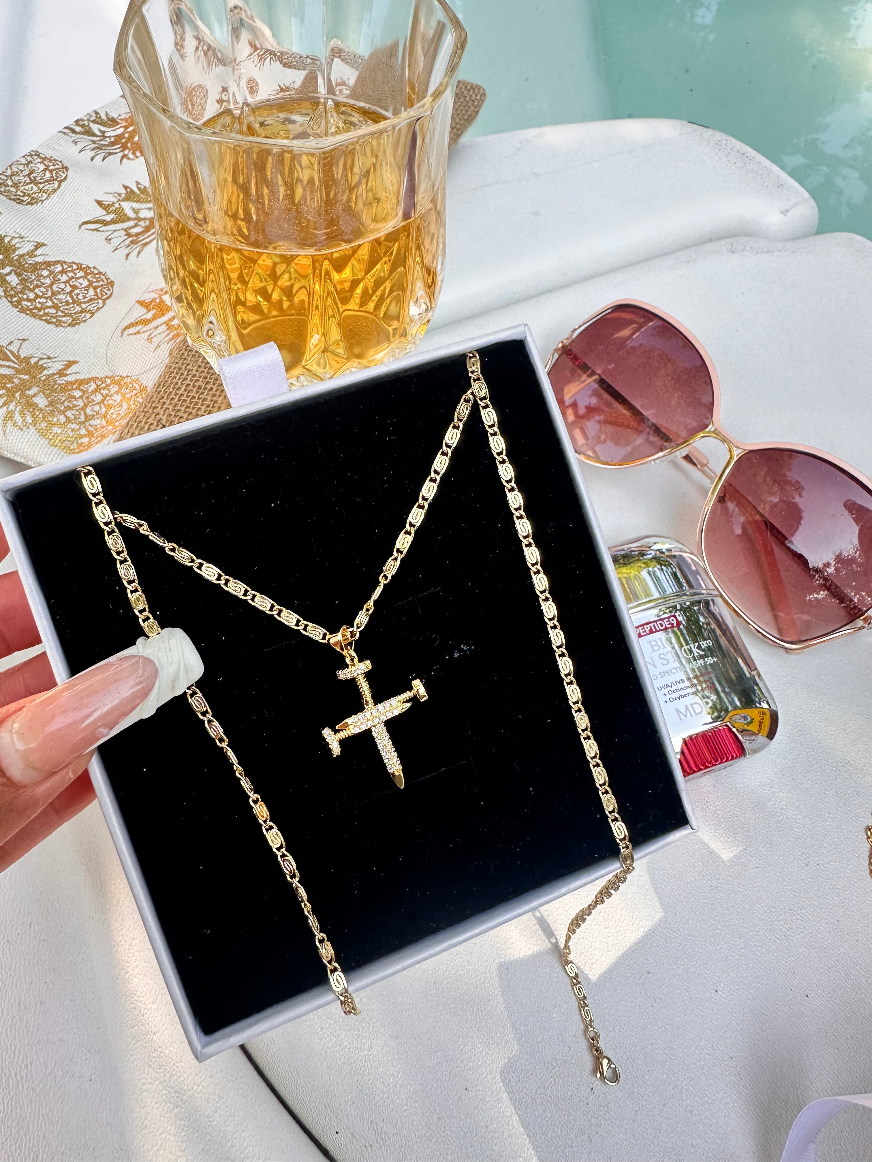 Nailed for Love Necklace - Cross
