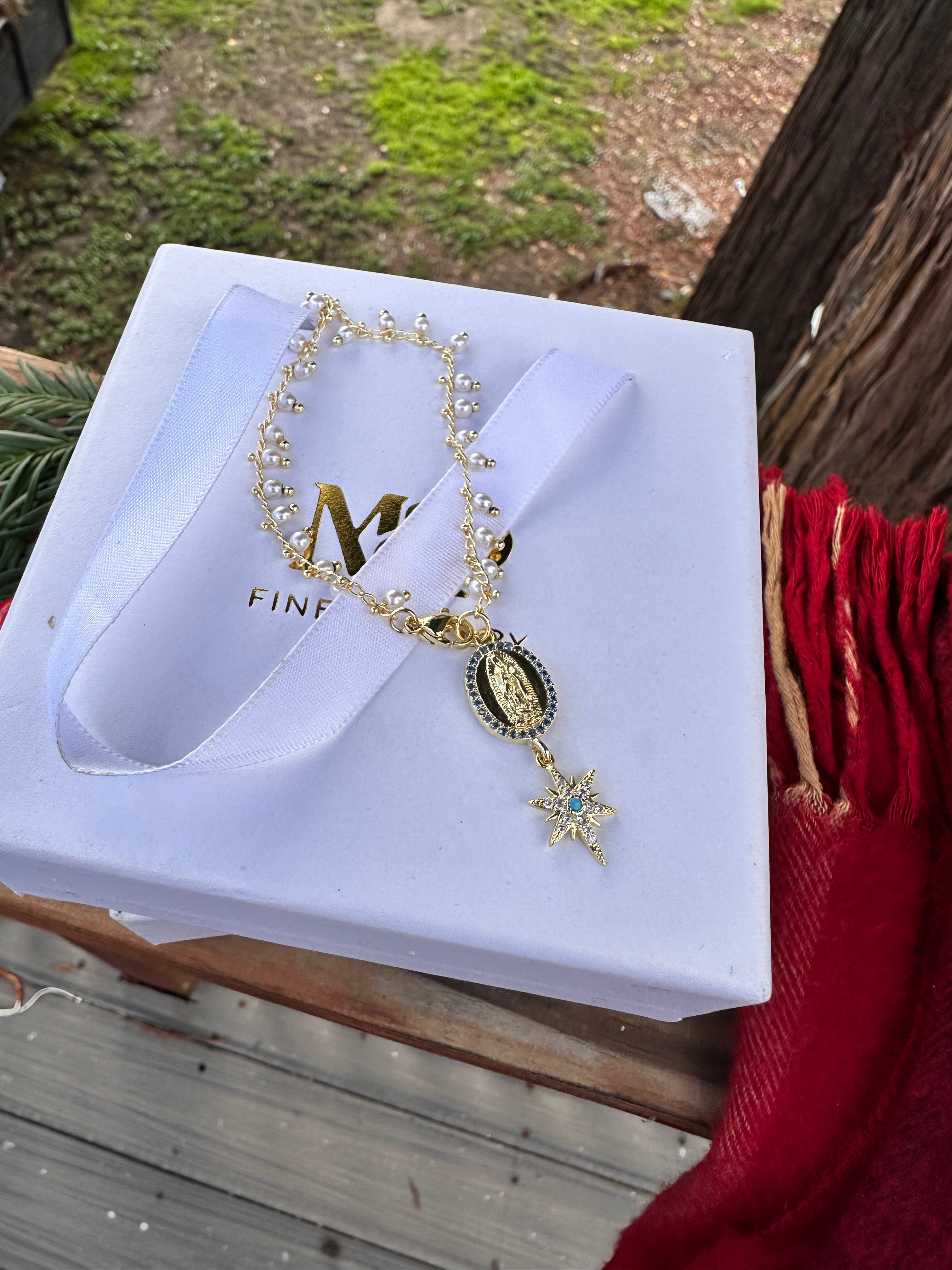 Vintage Mini Virgin Mary Car Rosario