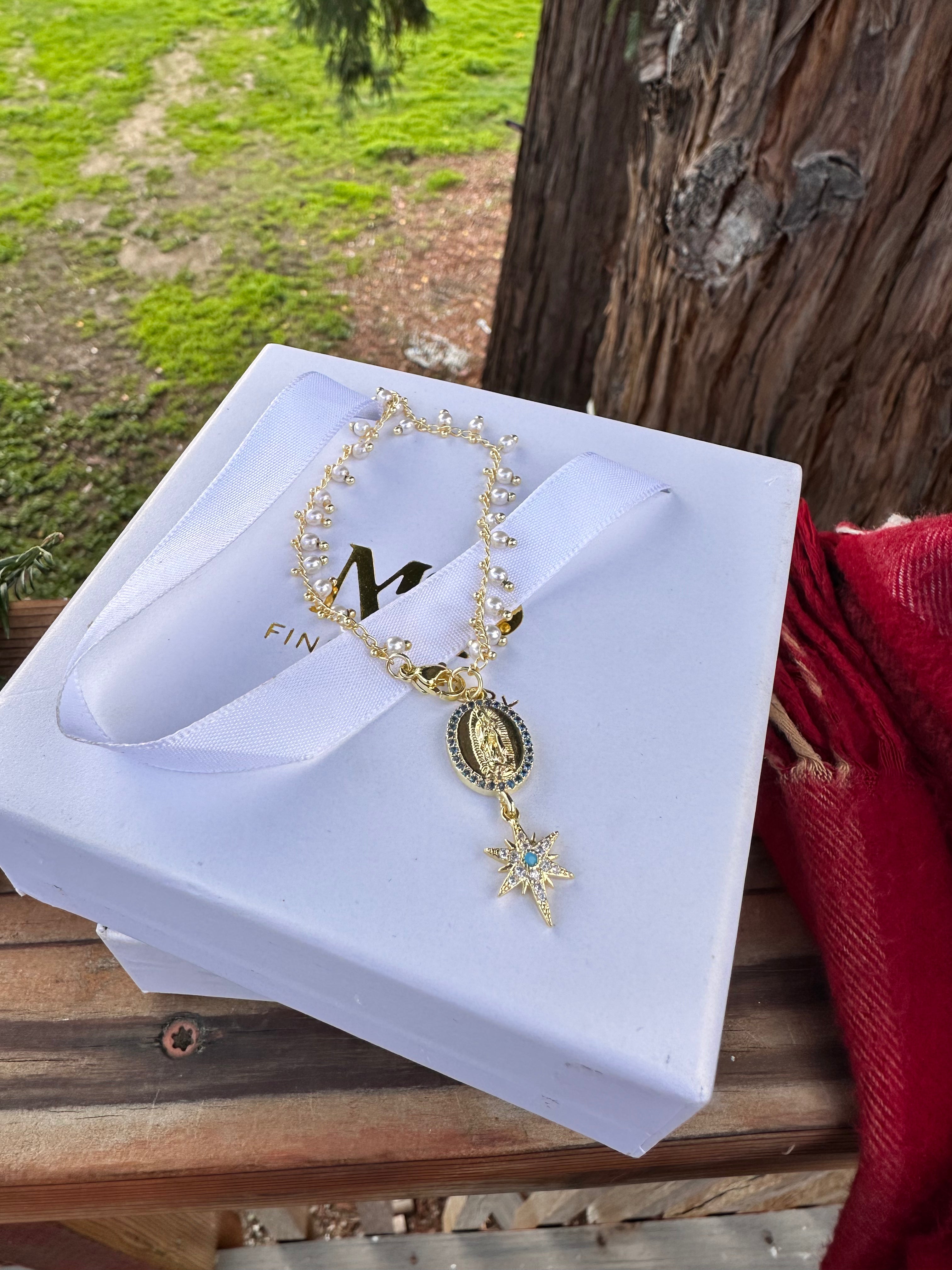 Vintage Mini Virgin Mary Car Rosario