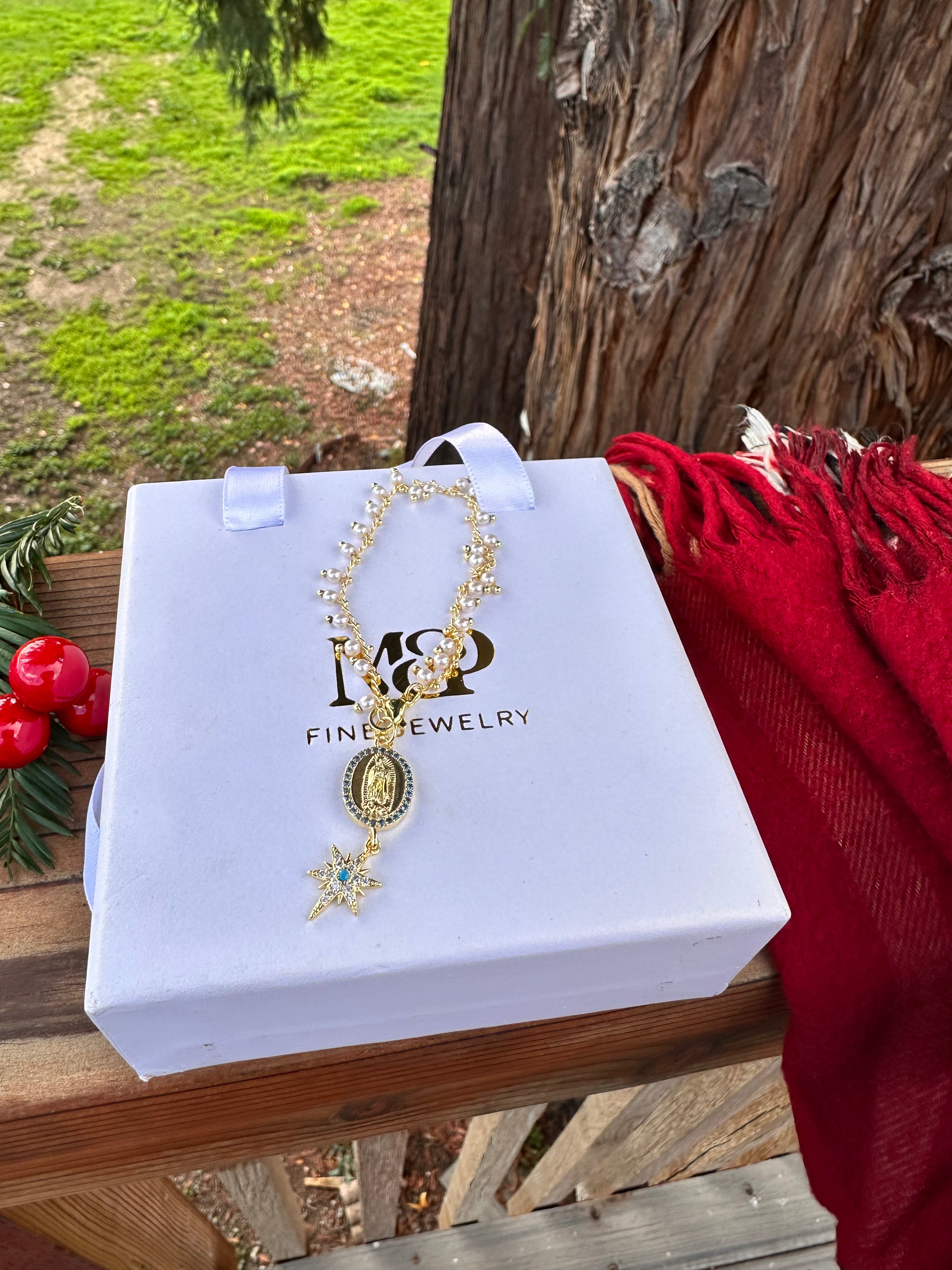 Vintage Mini Virgin Mary Car Rosario