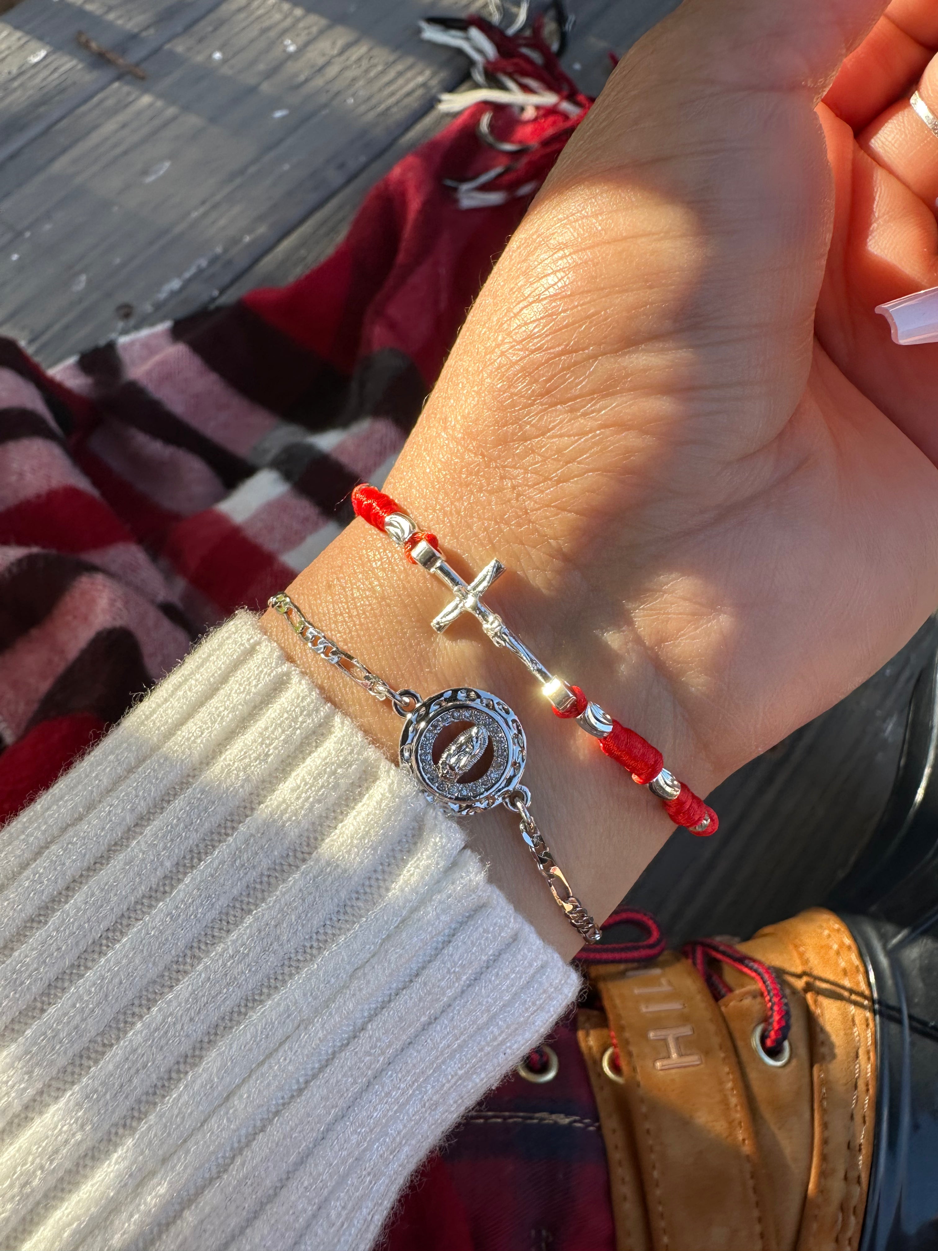 Crucifix & Mary Bracelet Set