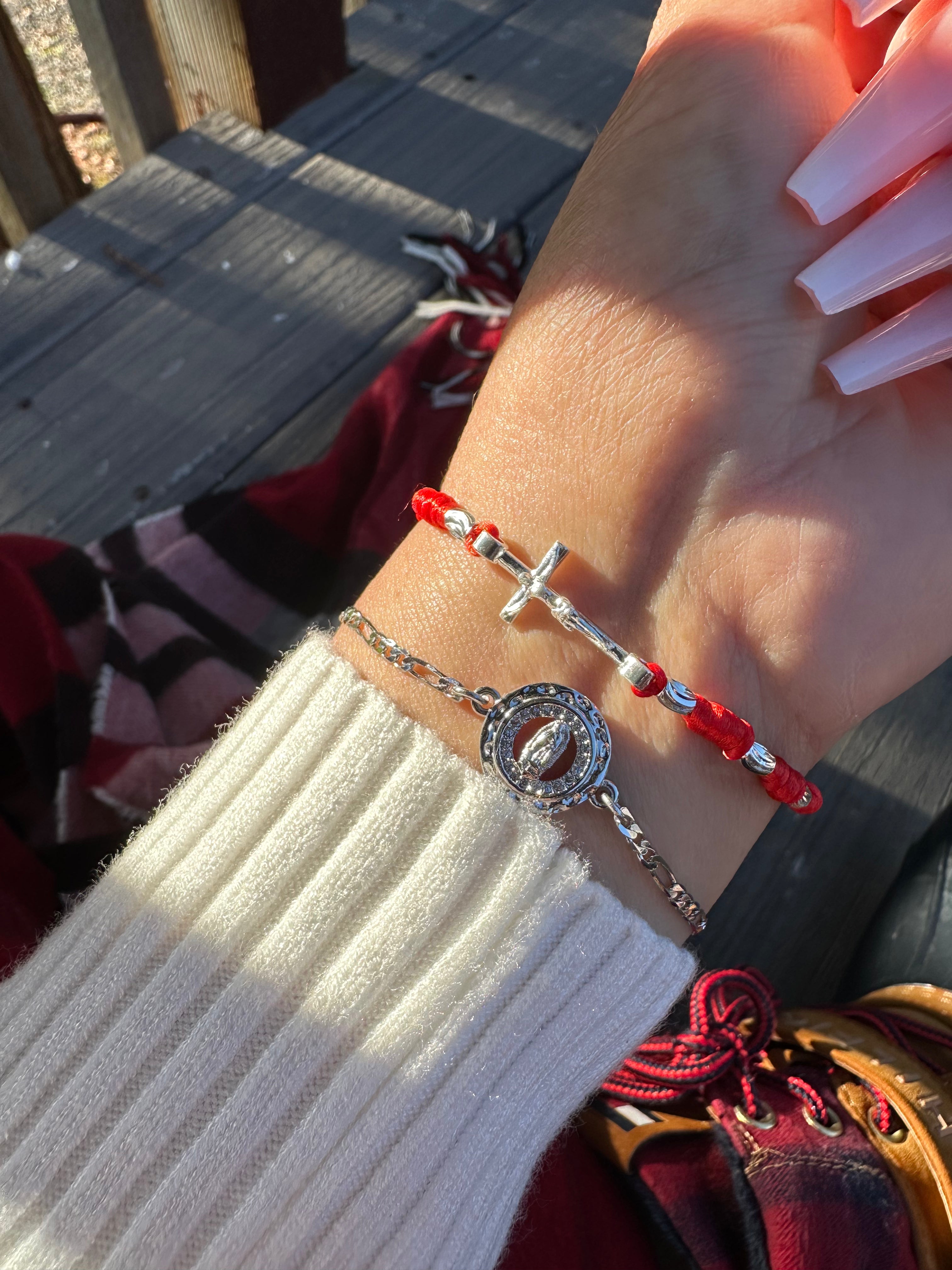 Crucifix & Mary Bracelet Set