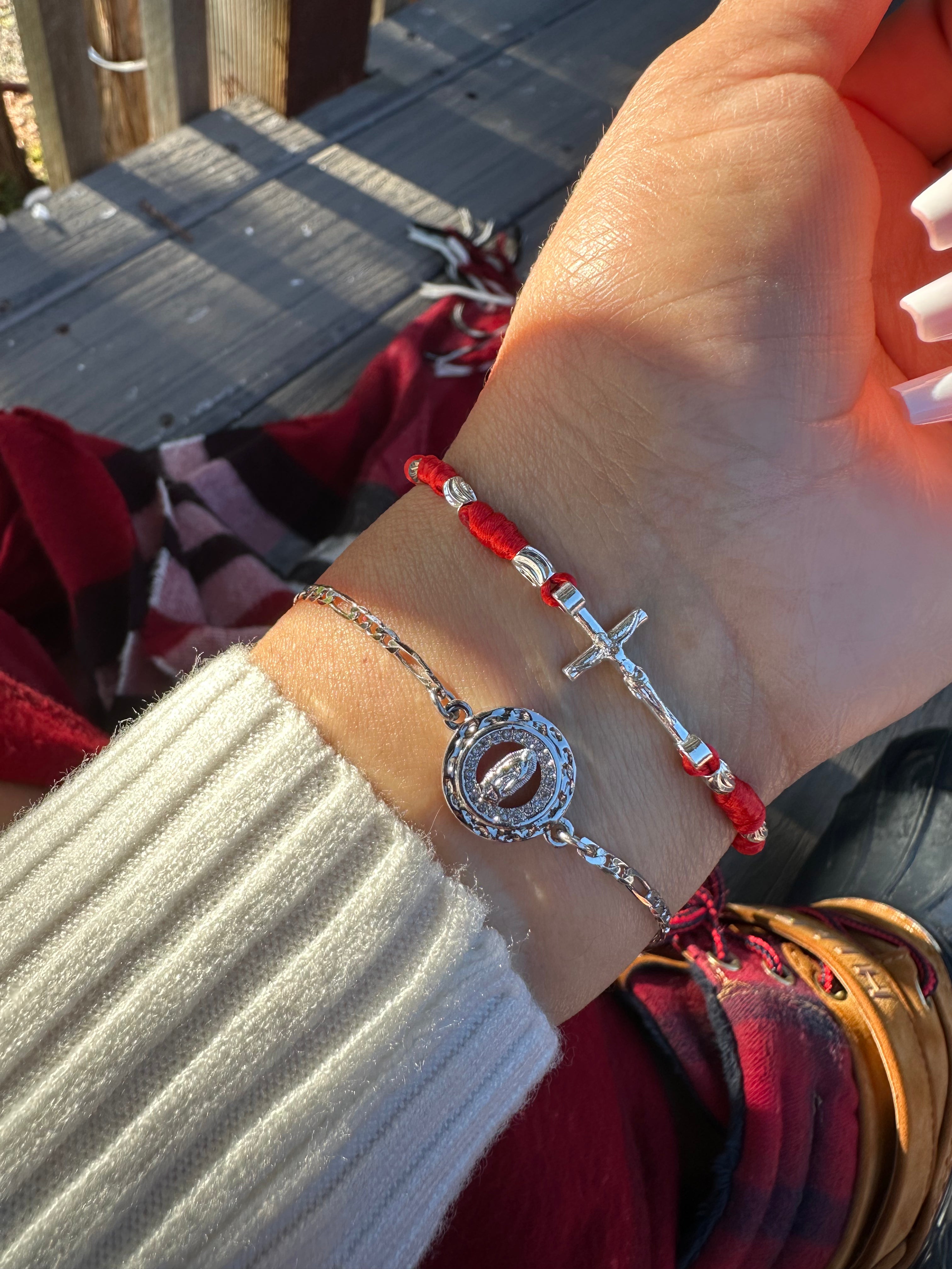 Crucifix & Mary Bracelet Set