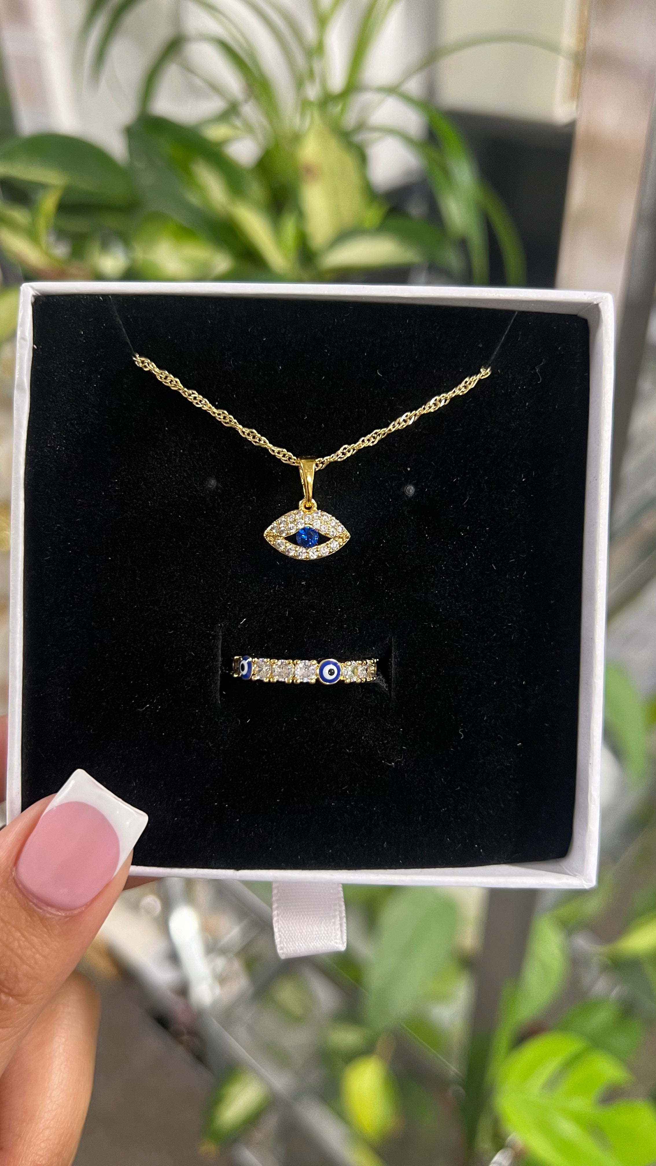 18K Evil Eye Necklace Set