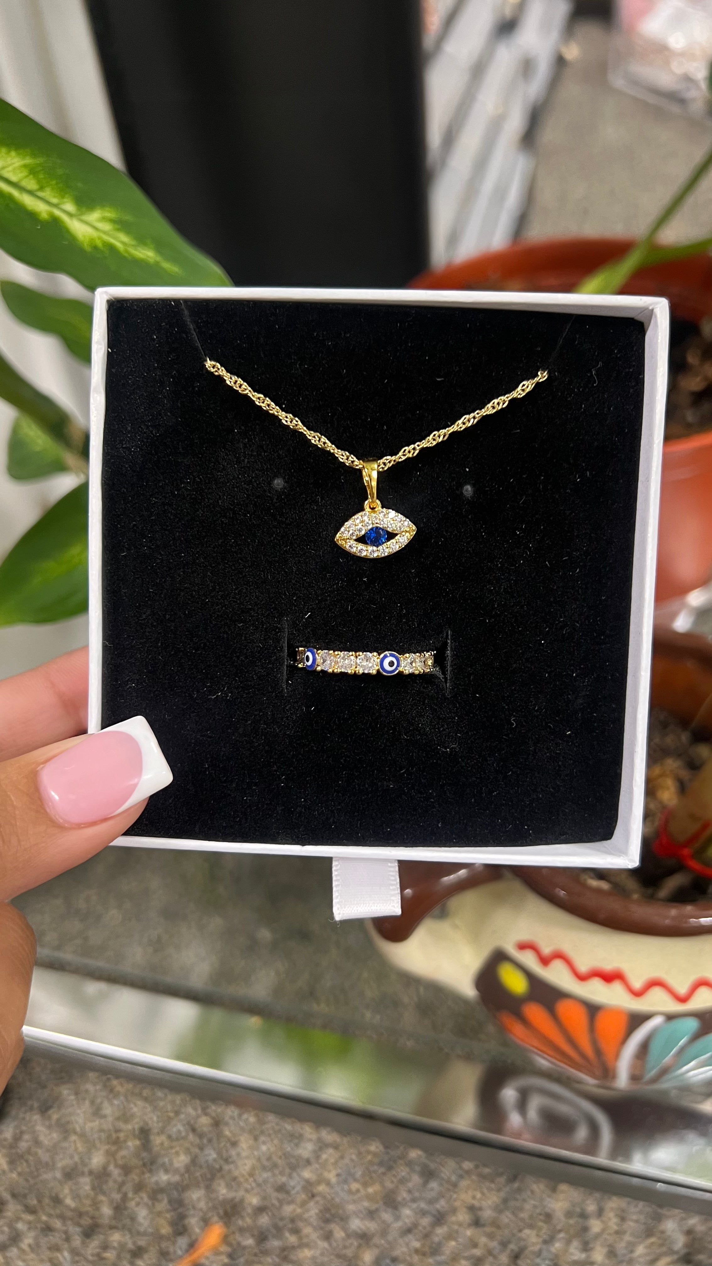 18K Evil Eye Necklace Set