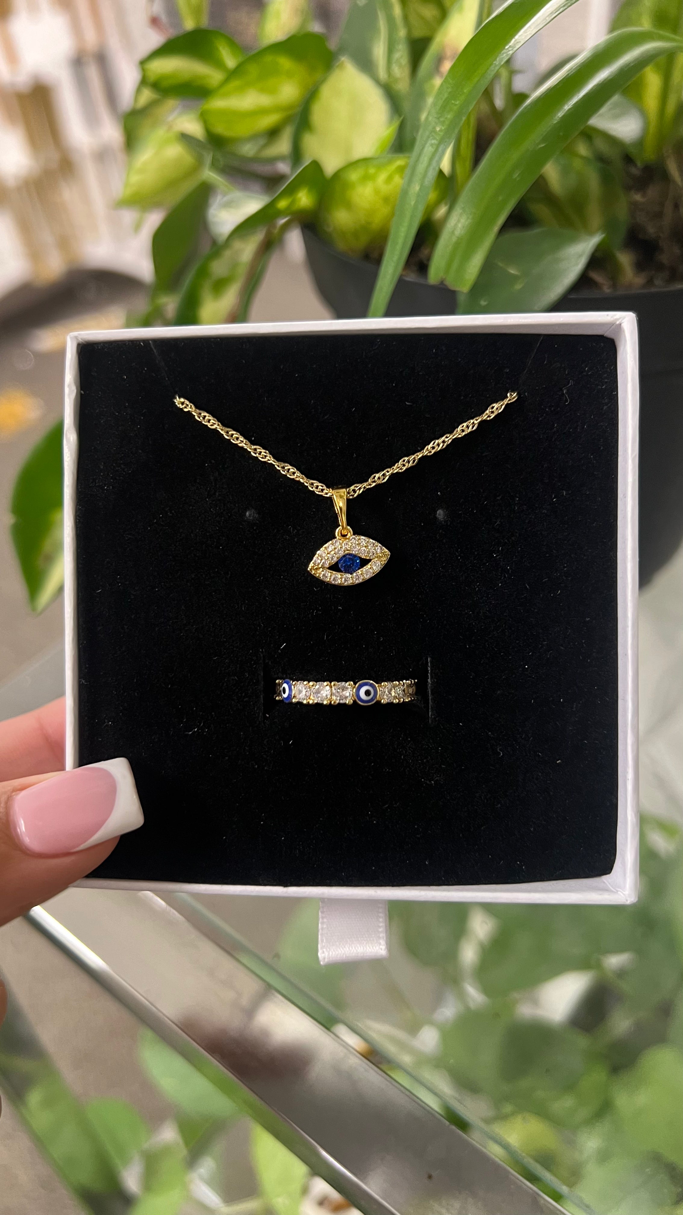 18K Evil Eye Necklace Set