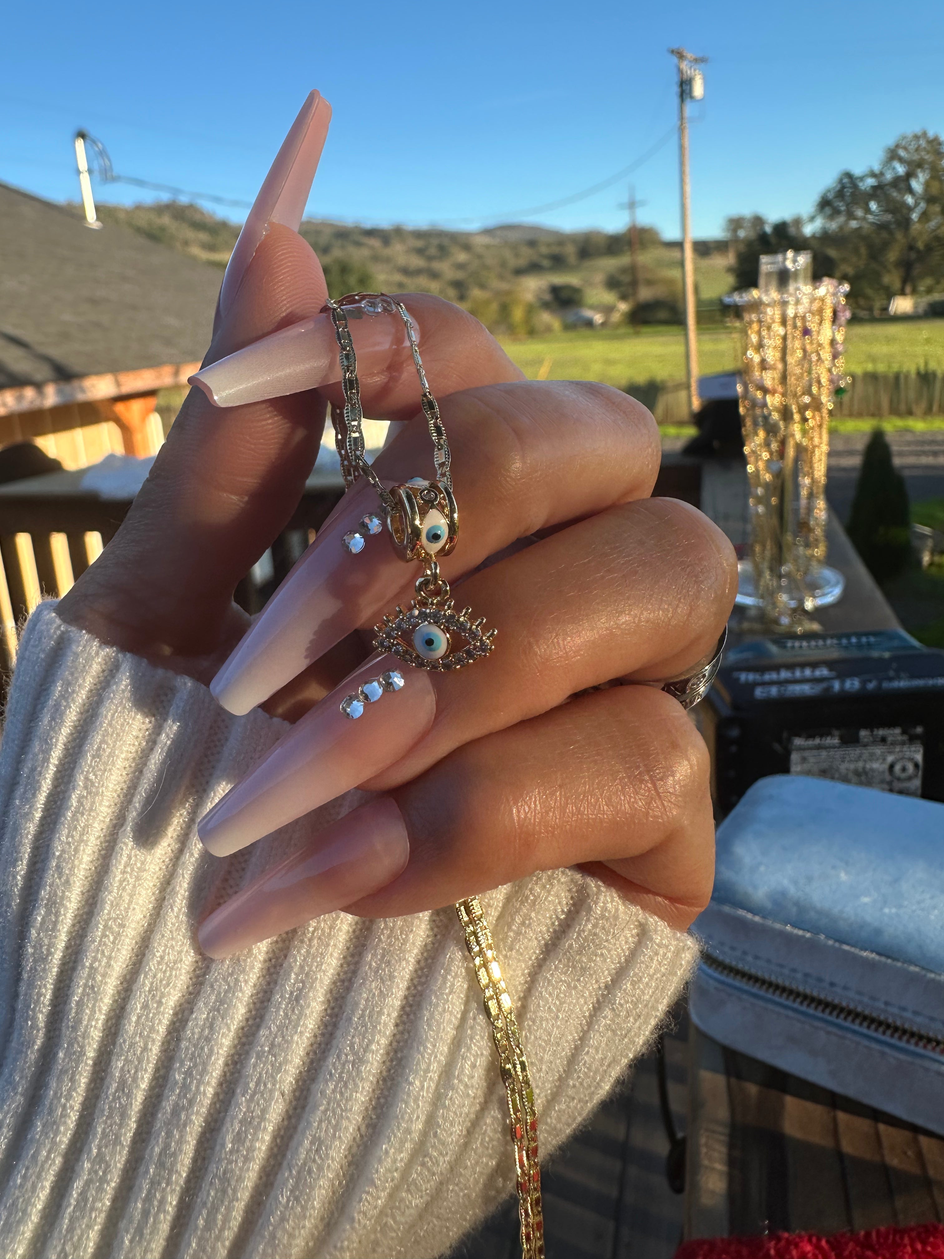 White Evil Eye Protection Necklace