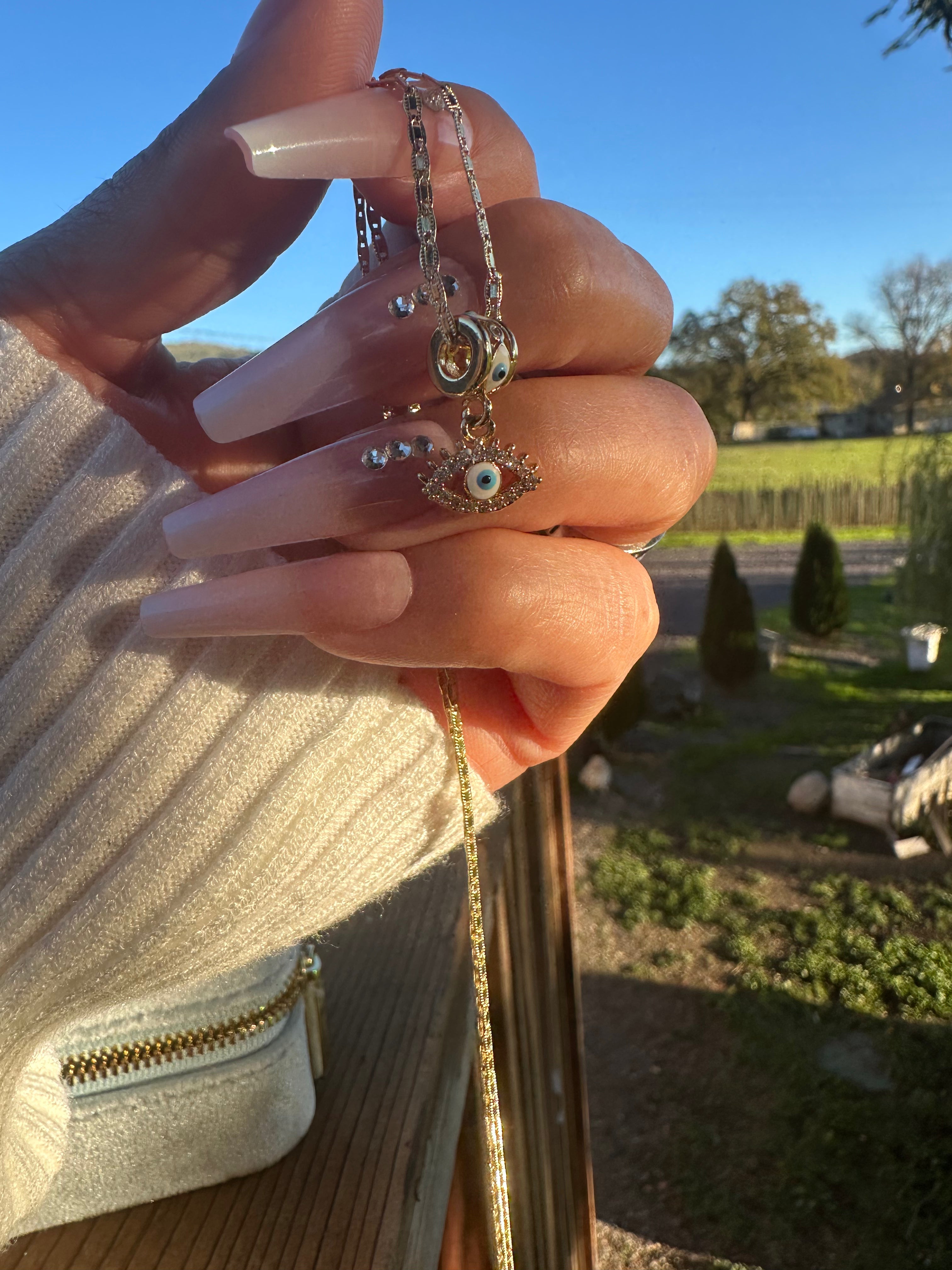 White Evil Eye Protection Necklace