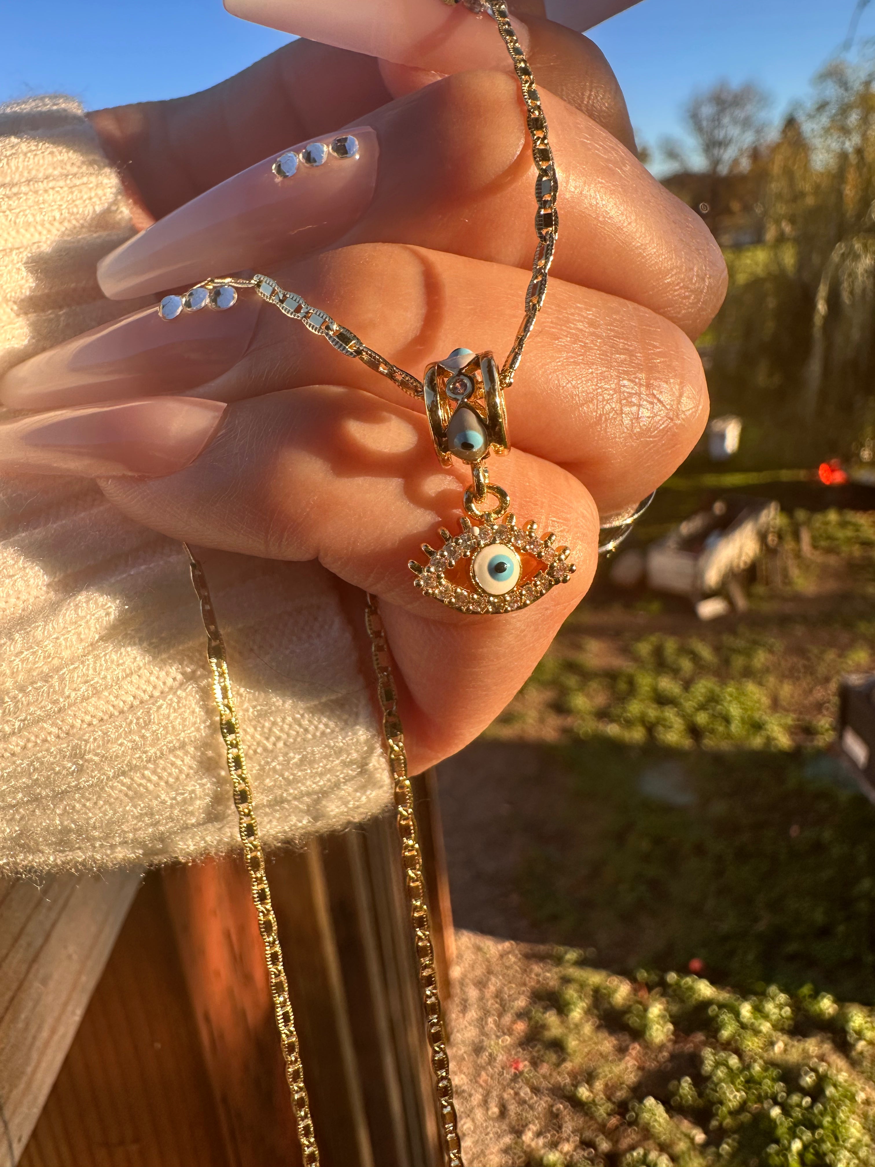 White Evil Eye Protection Necklace