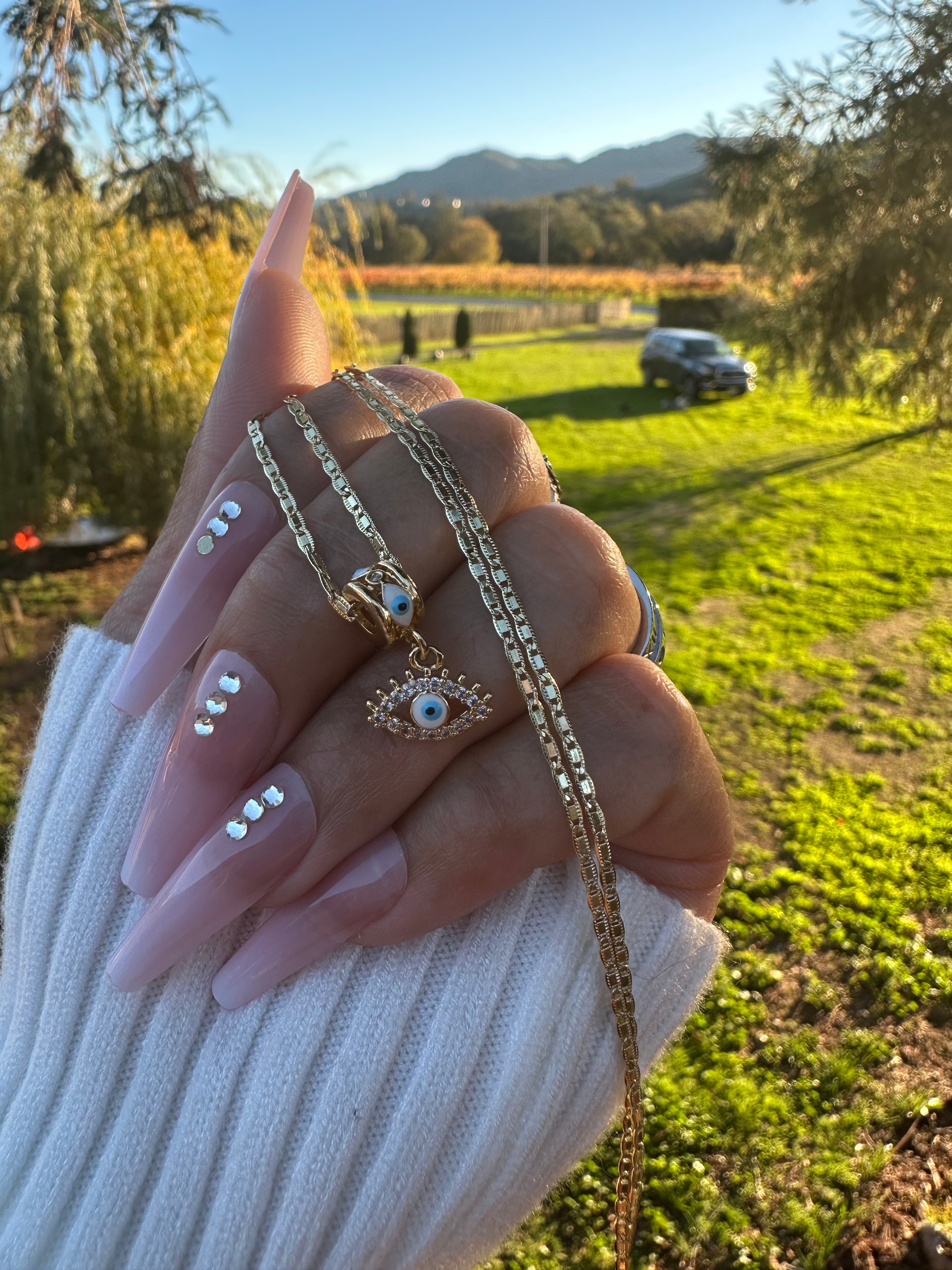 White Evil Eye Protection Necklace