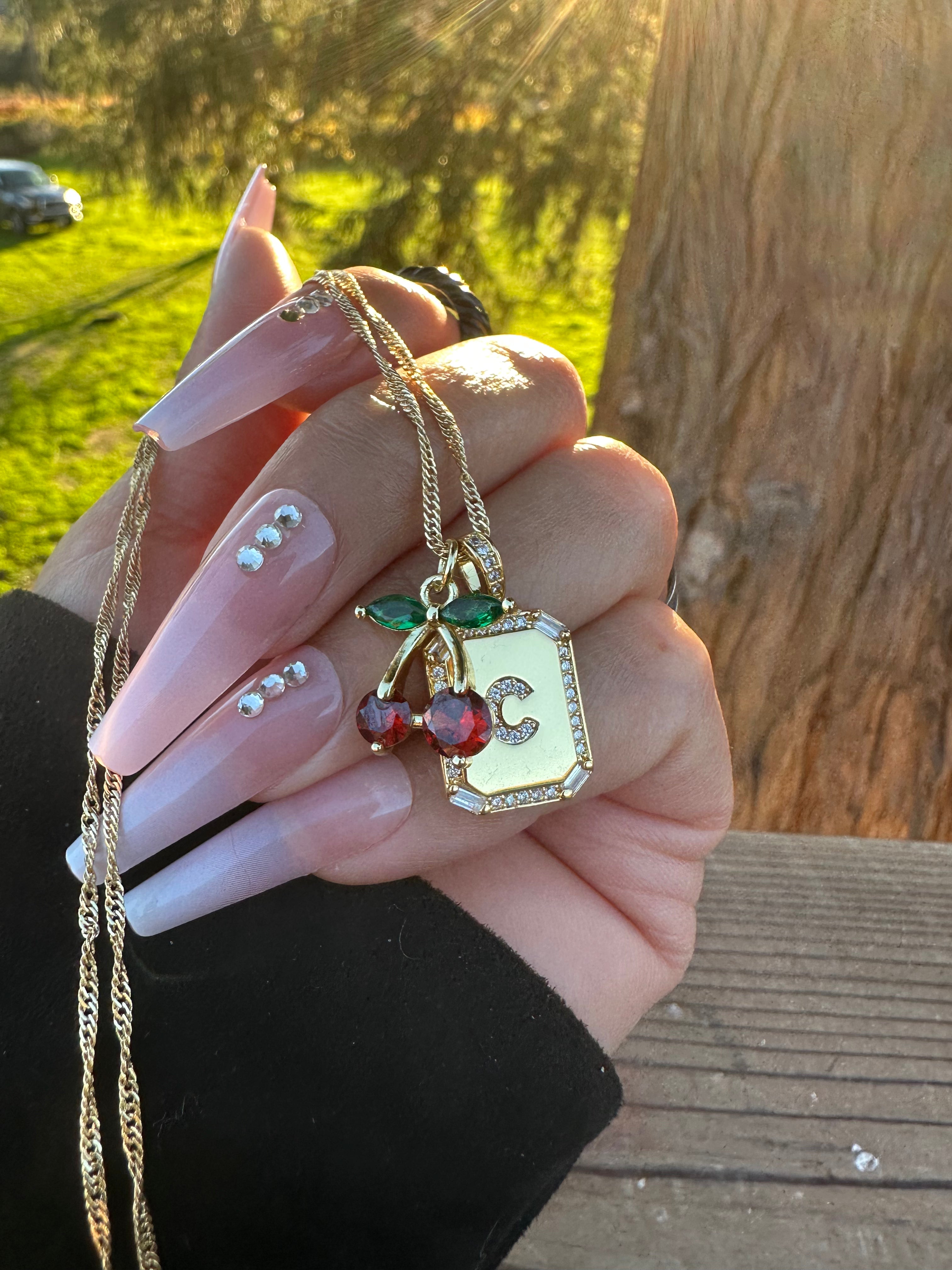 Cherry Initial Necklace