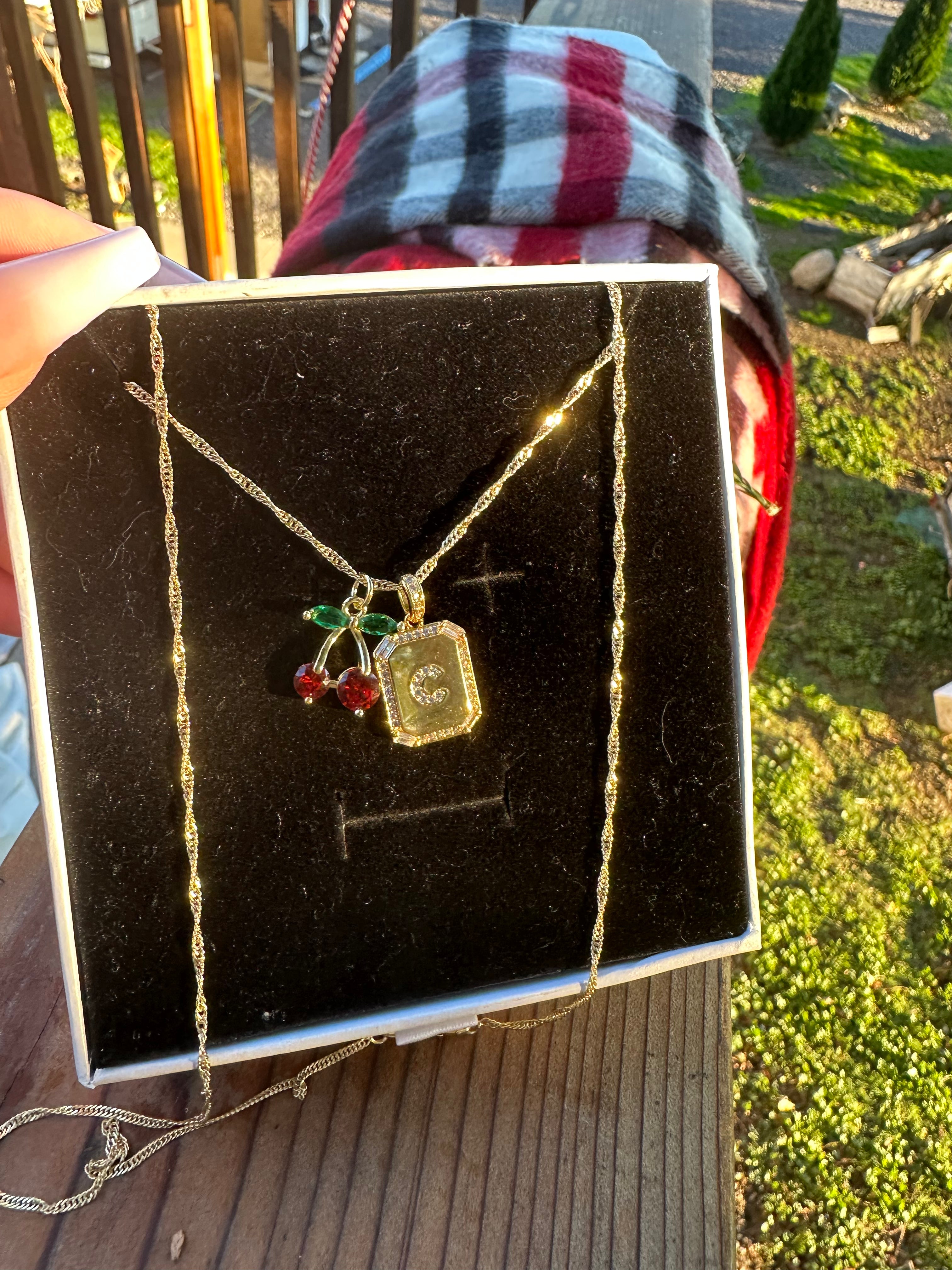 Cherry Initial Necklace