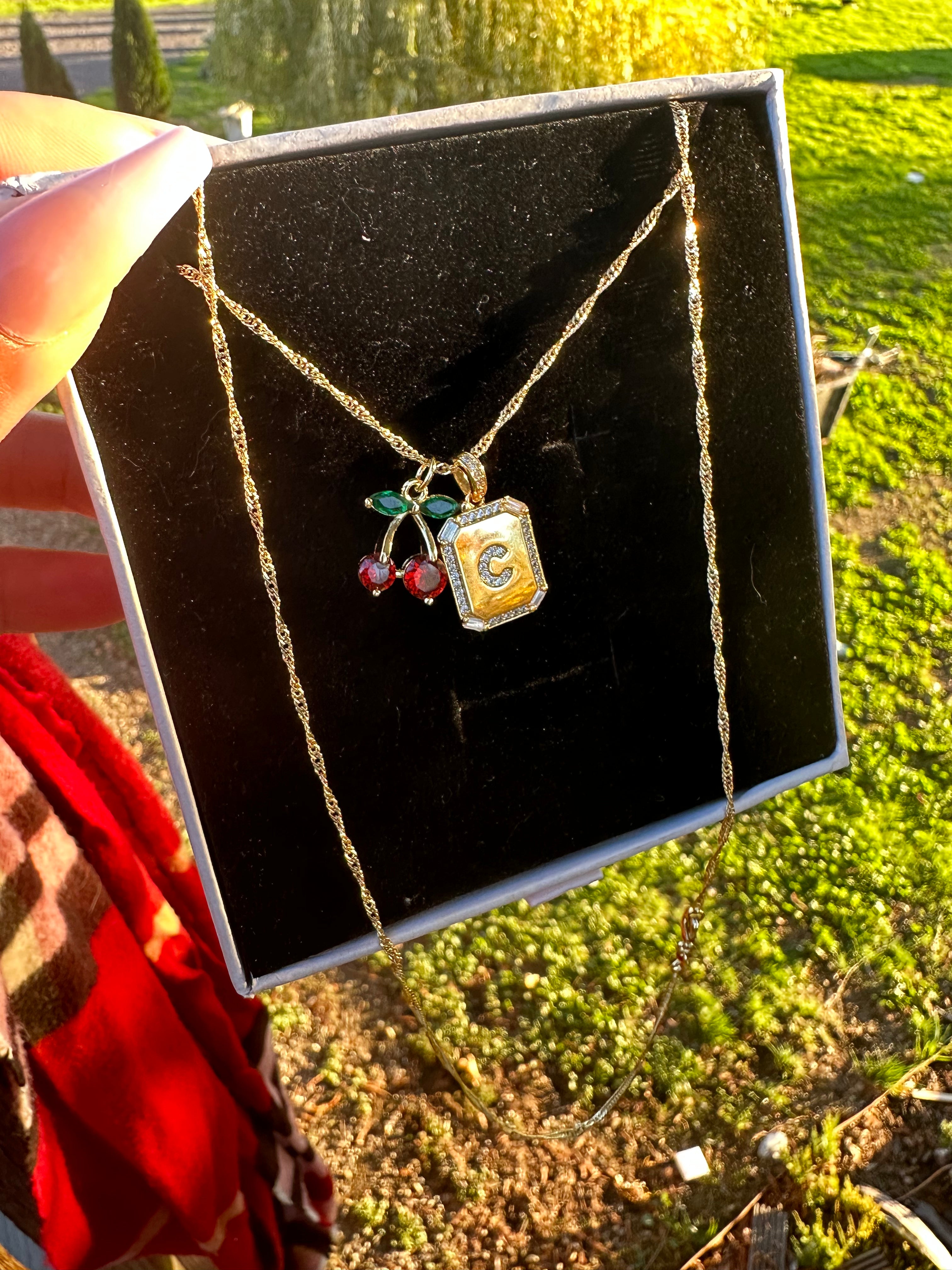 Cherry Initial Necklace