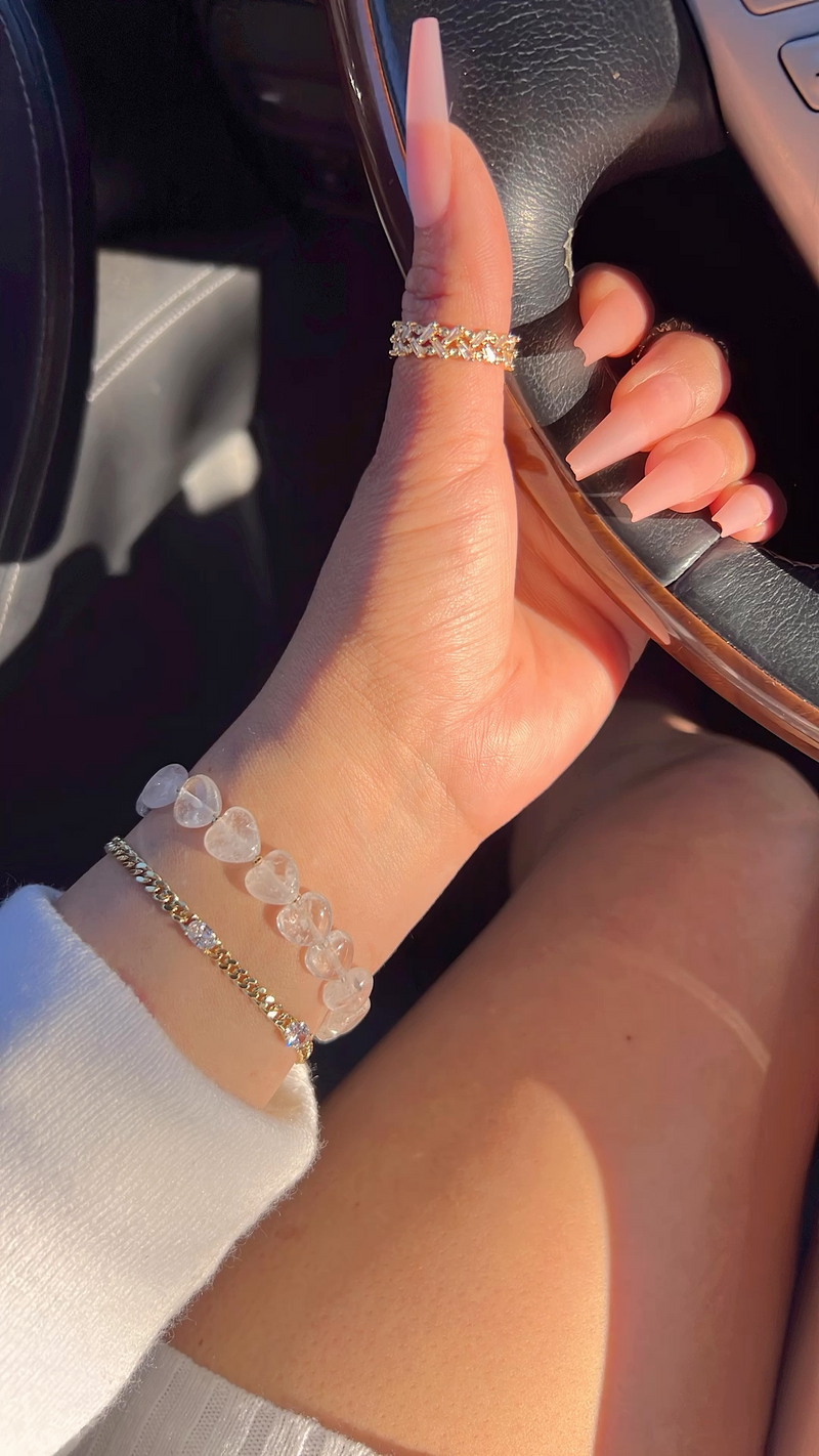 Genuine Clear Quartz Love Bracelet