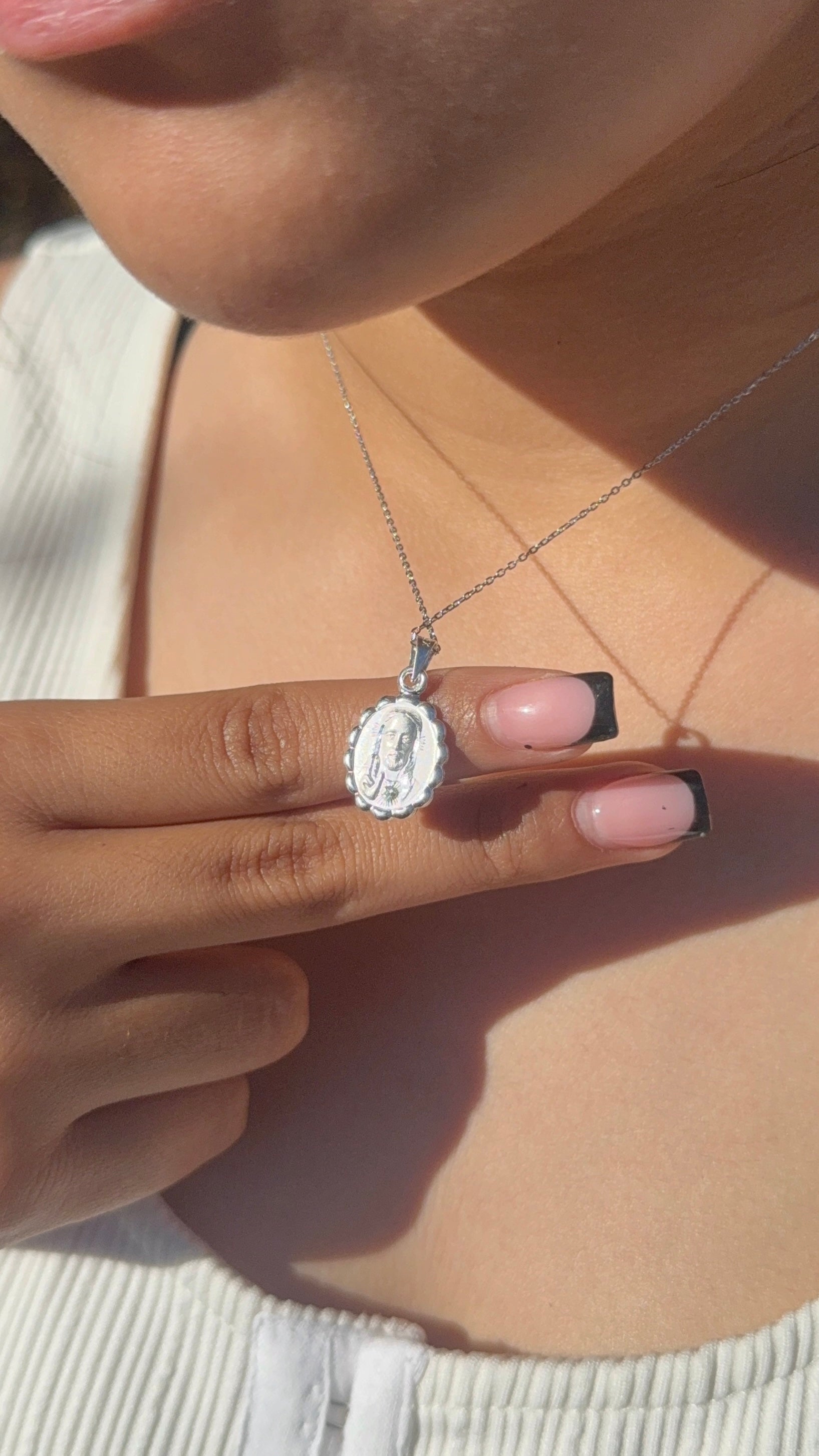 Dual-Sided Devotion Necklace – Virgen Mary & Jesus