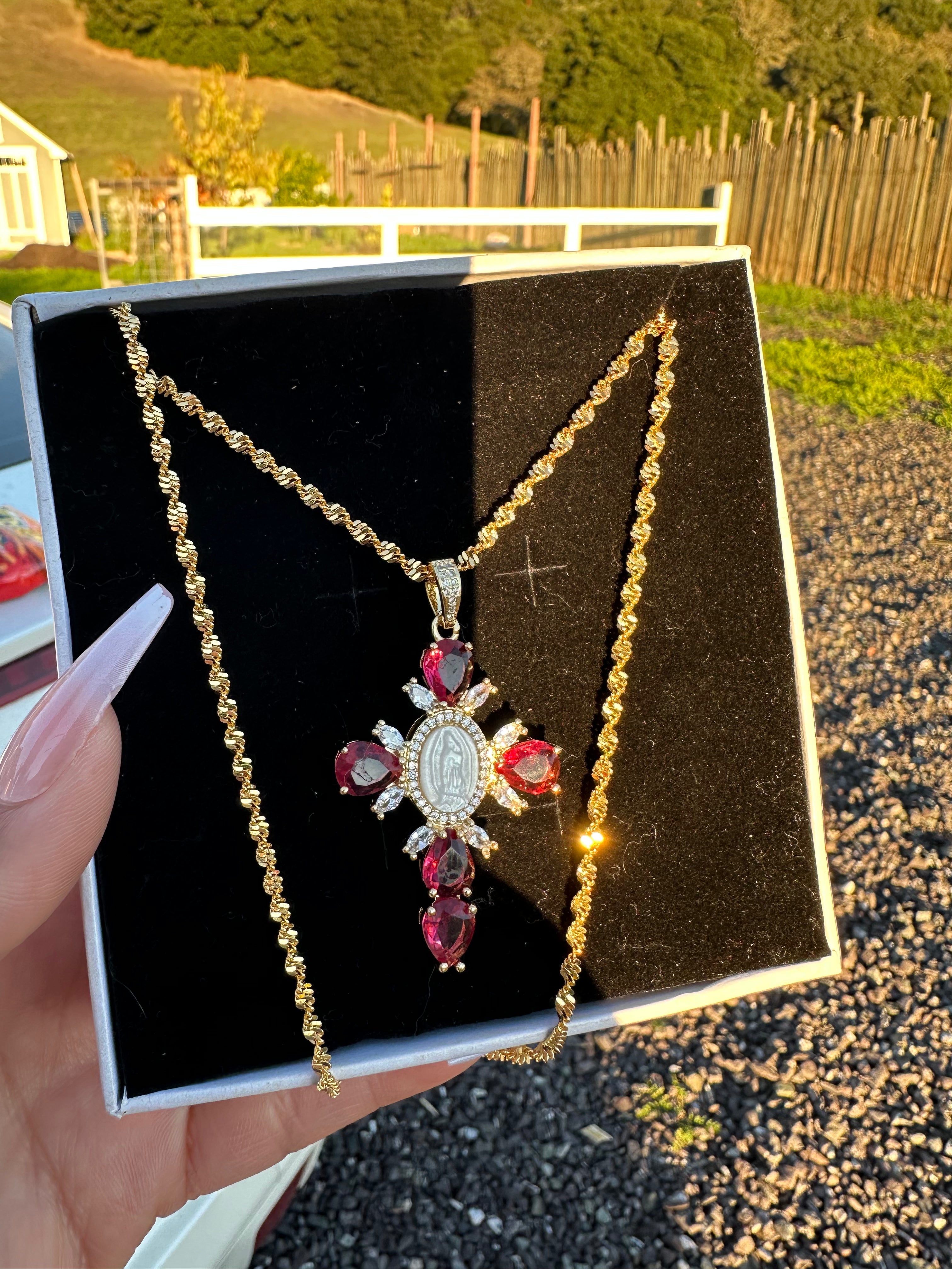 Virgen de Guadalupe Cross Necklace