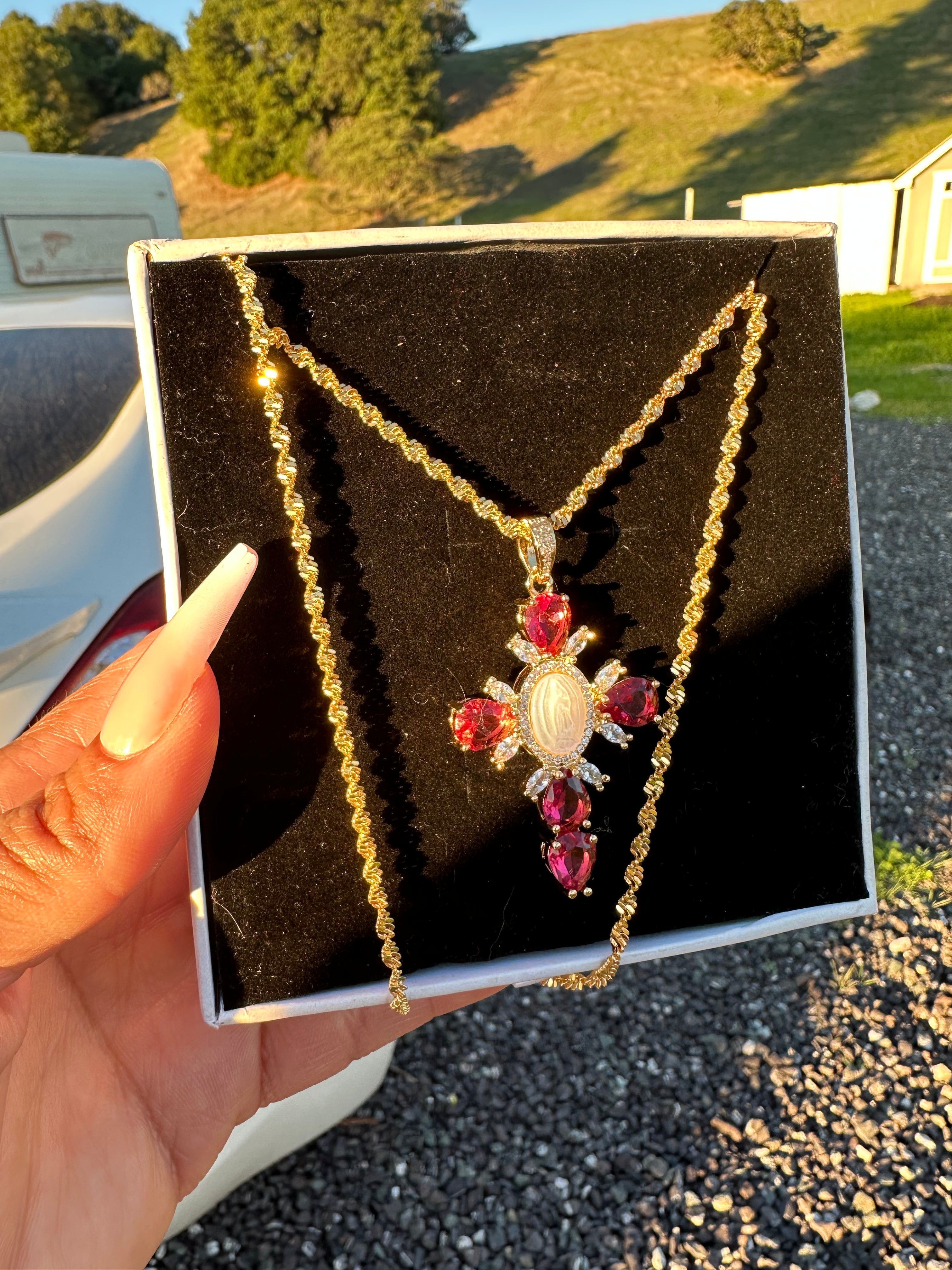 Virgen de Guadalupe Cross Necklace