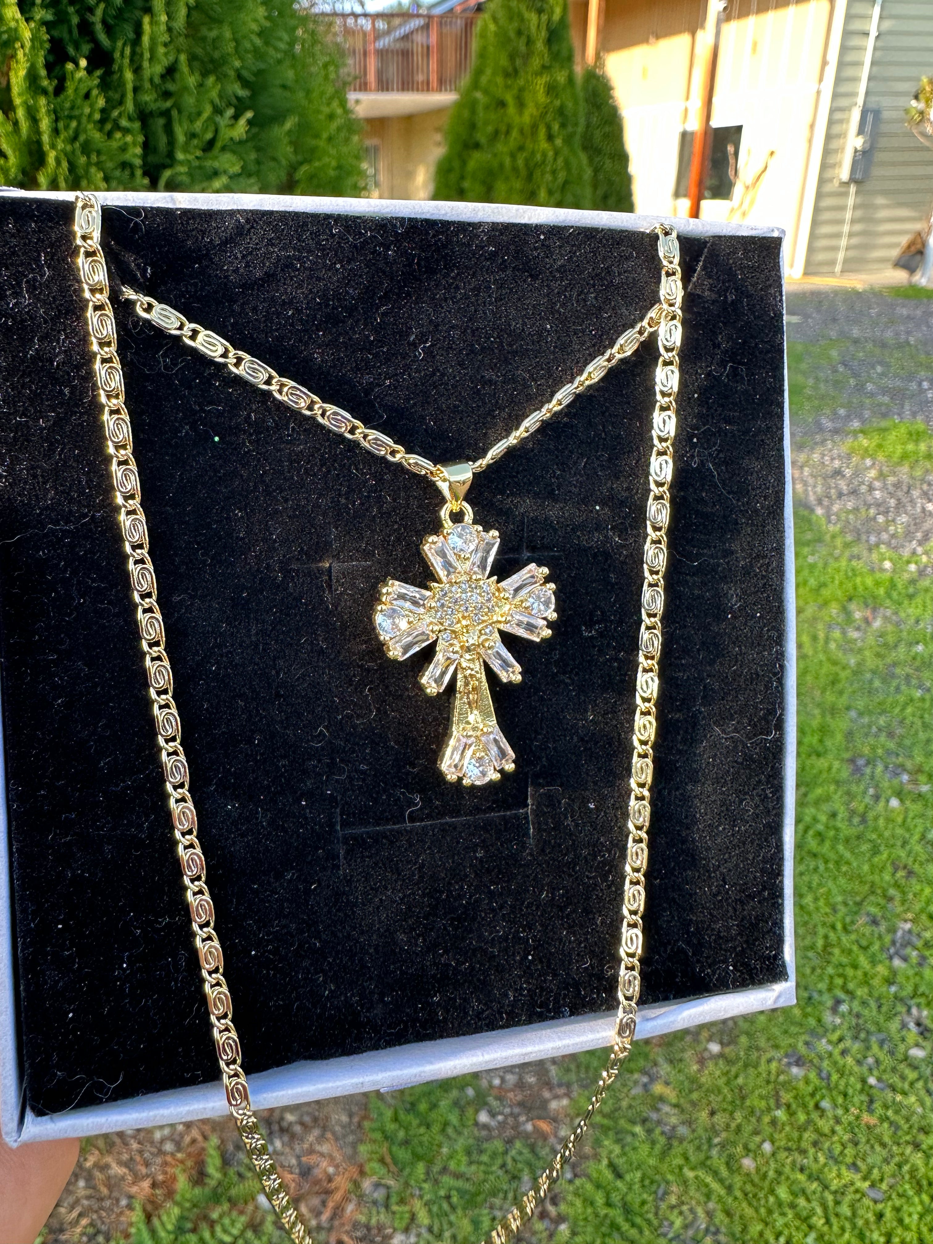 Radiant Crystal Crucifix Necklace