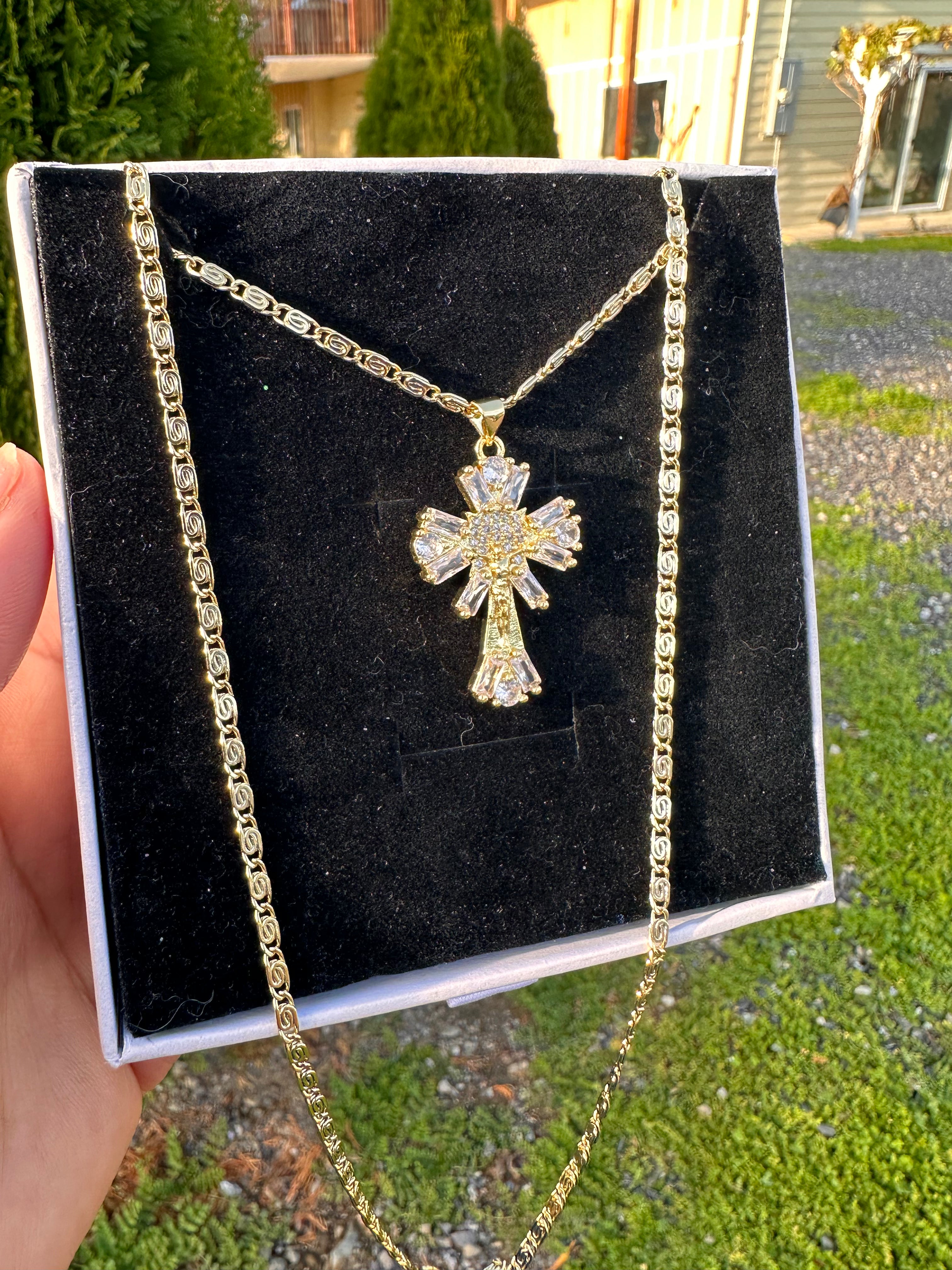 Radiant Crystal Crucifix Necklace