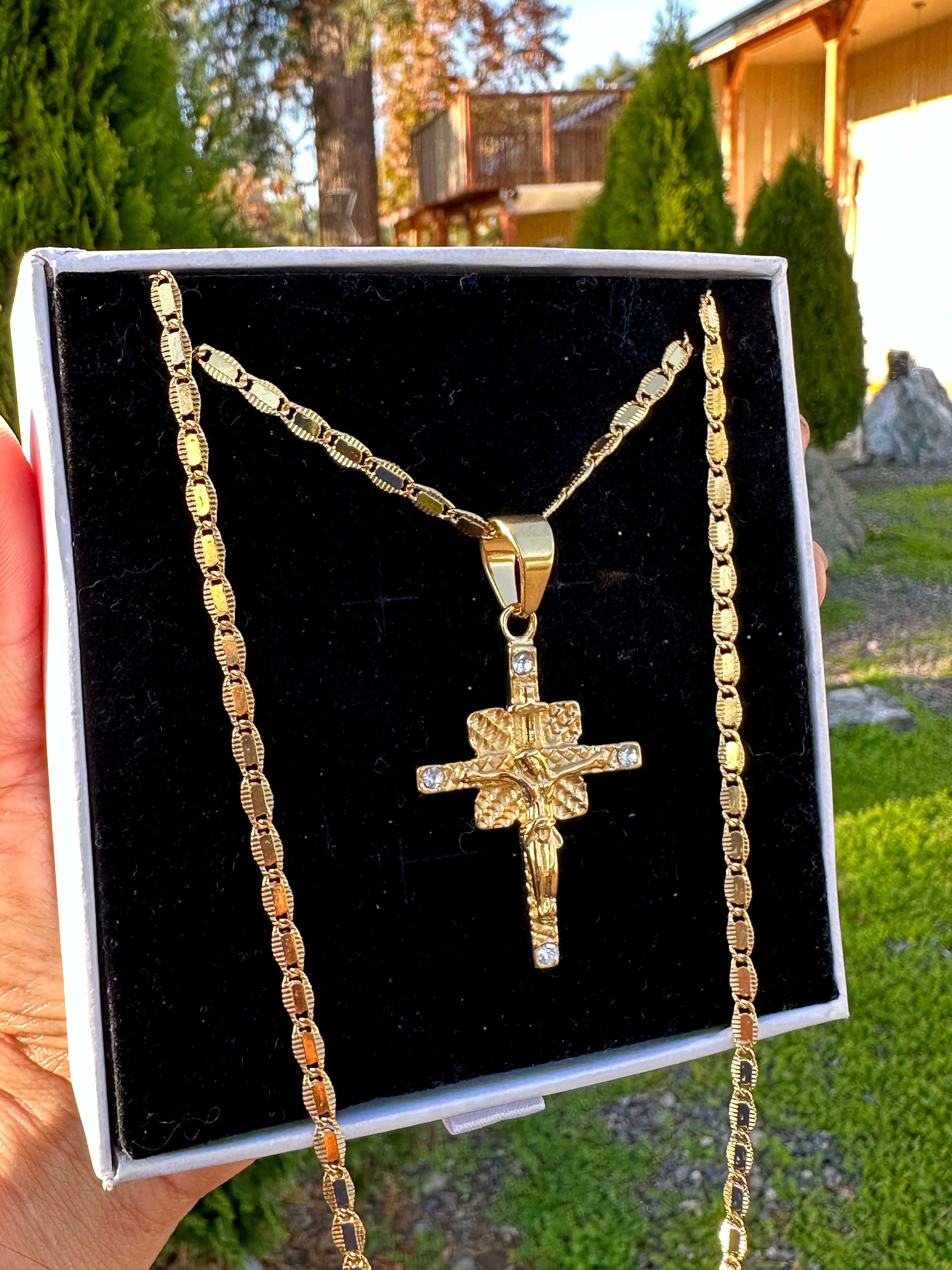 Golden Savior Square Cross Necklace